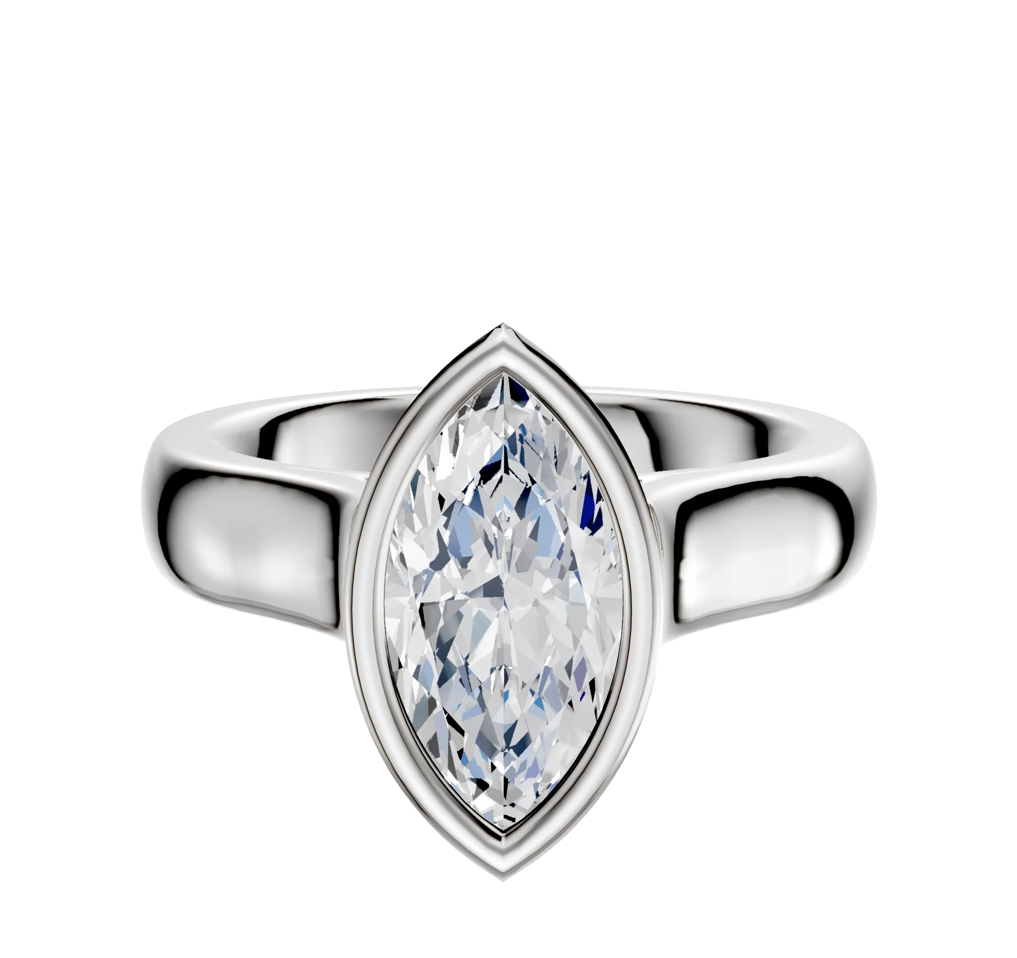 18K White Gold Bezel Full Bezel North/South Cathedral Dome 4.0mm Engagement Ring