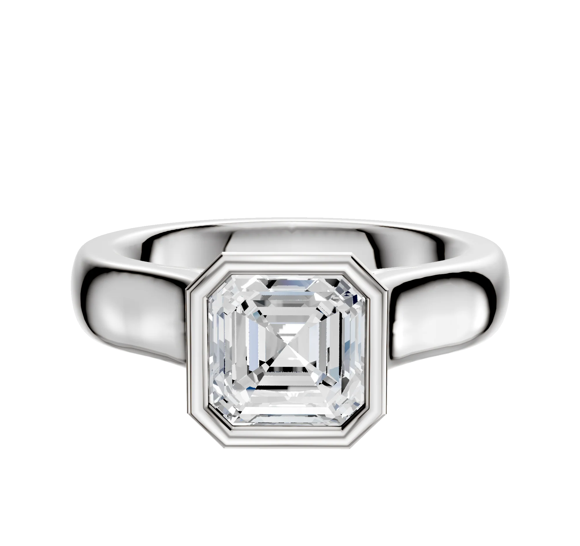 18K White Gold Bezel Full Bezel North/South Cathedral Dome 4.0mm Engagement Ring