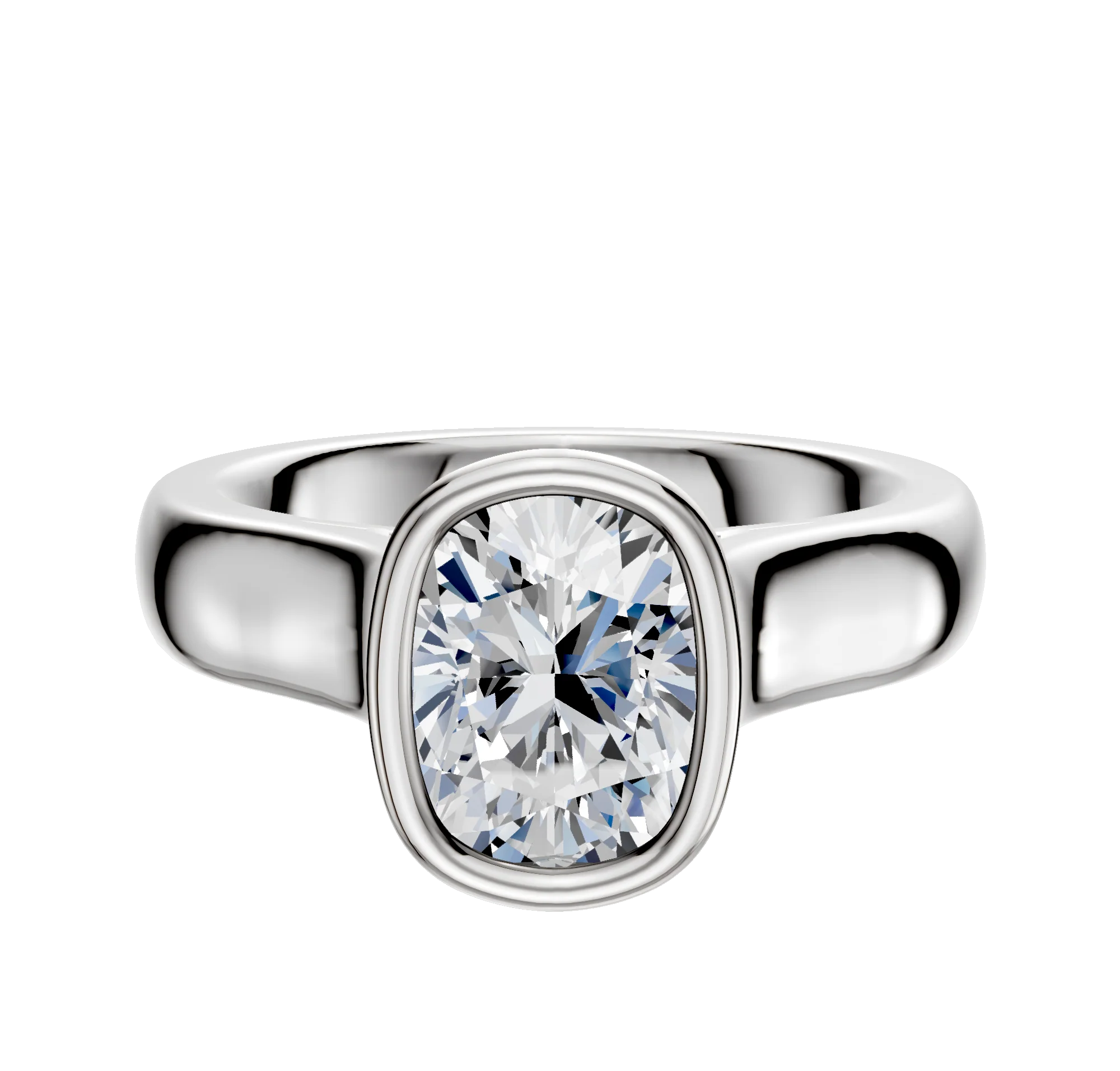 18K White Gold Bezel Full Bezel North/South Cathedral Dome 4.0mm Engagement Ring