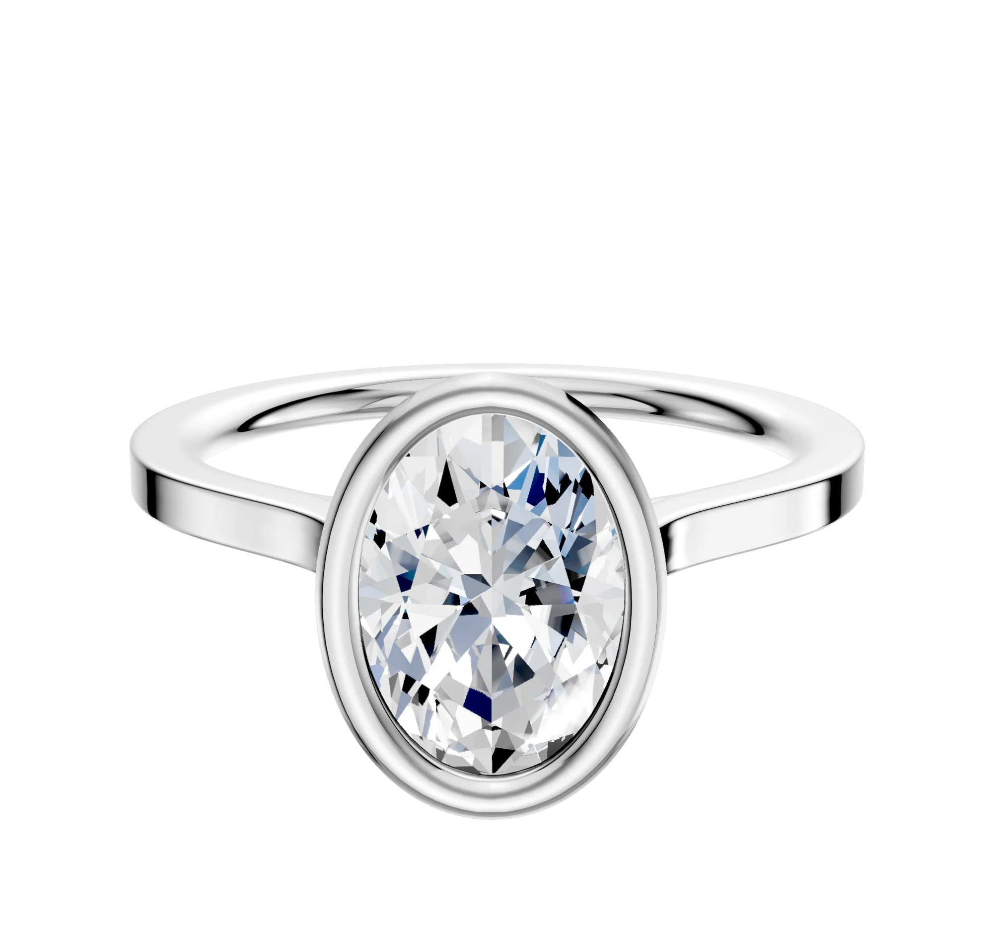 18K White Gold Bezel Full Bezel North/South Cathedral Flat 1.5mm Engagement Ring