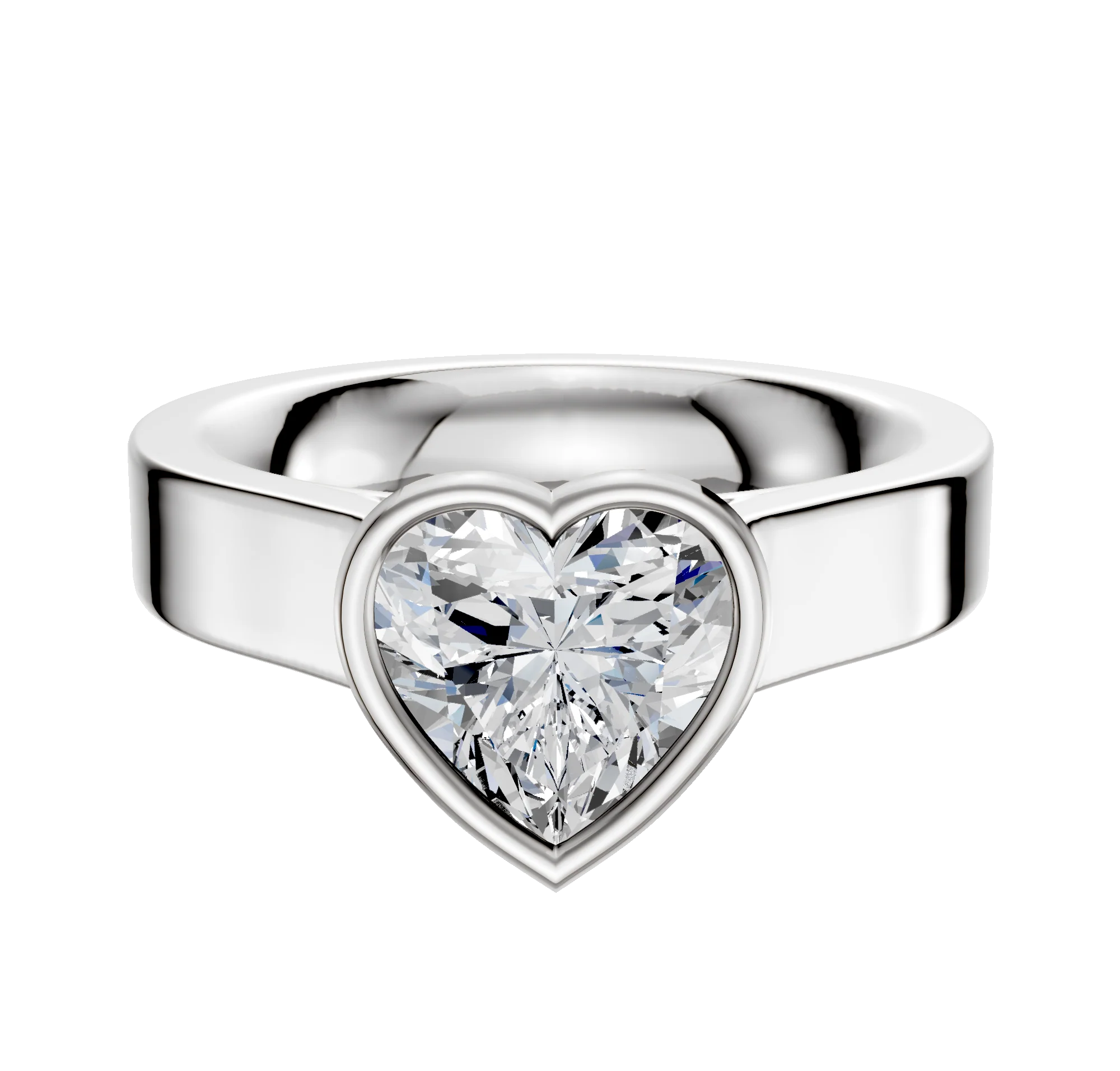 18K White Gold Bezel Full Bezel North/South Cathedral Flat 4.0mm Engagement Ring