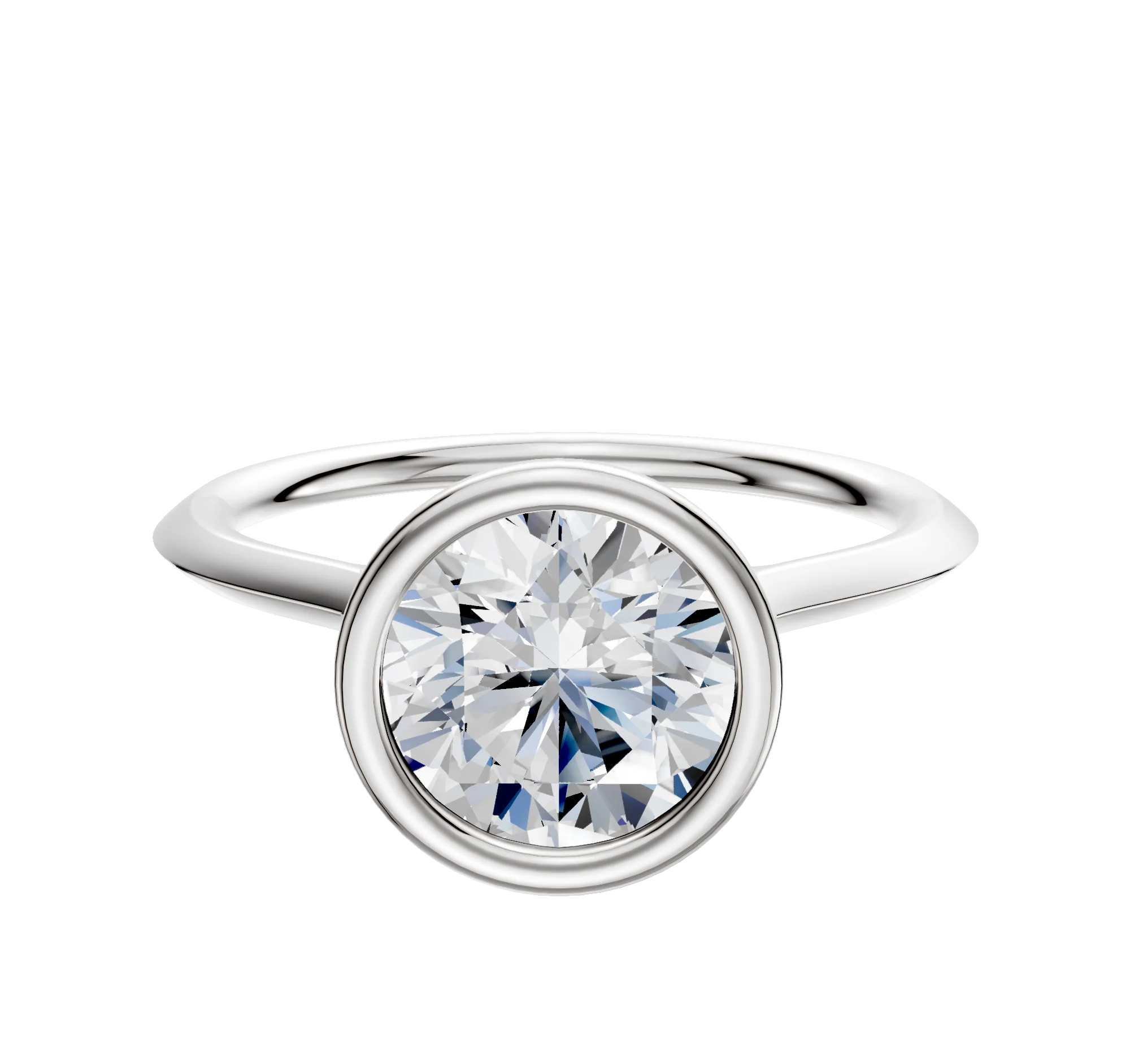 18K White Gold Bezel Full Bezel North/South Cathedral Knife Edge 1.5mm Engagement Ring
