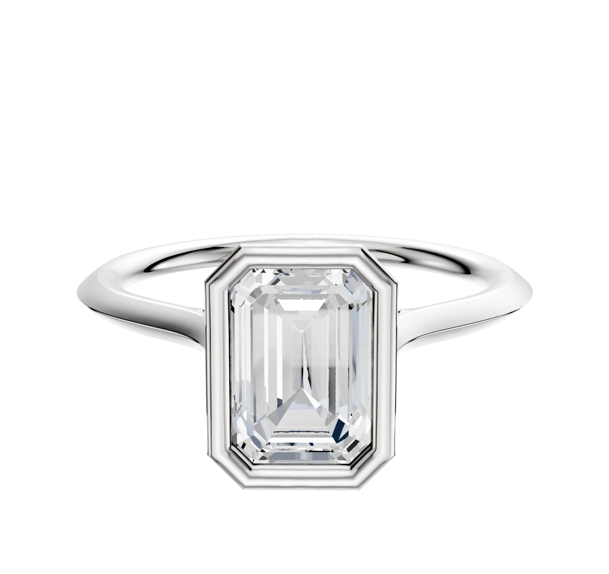 18K White Gold Bezel Full Bezel North/South Cathedral Knife Edge 1.5mm Engagement Ring