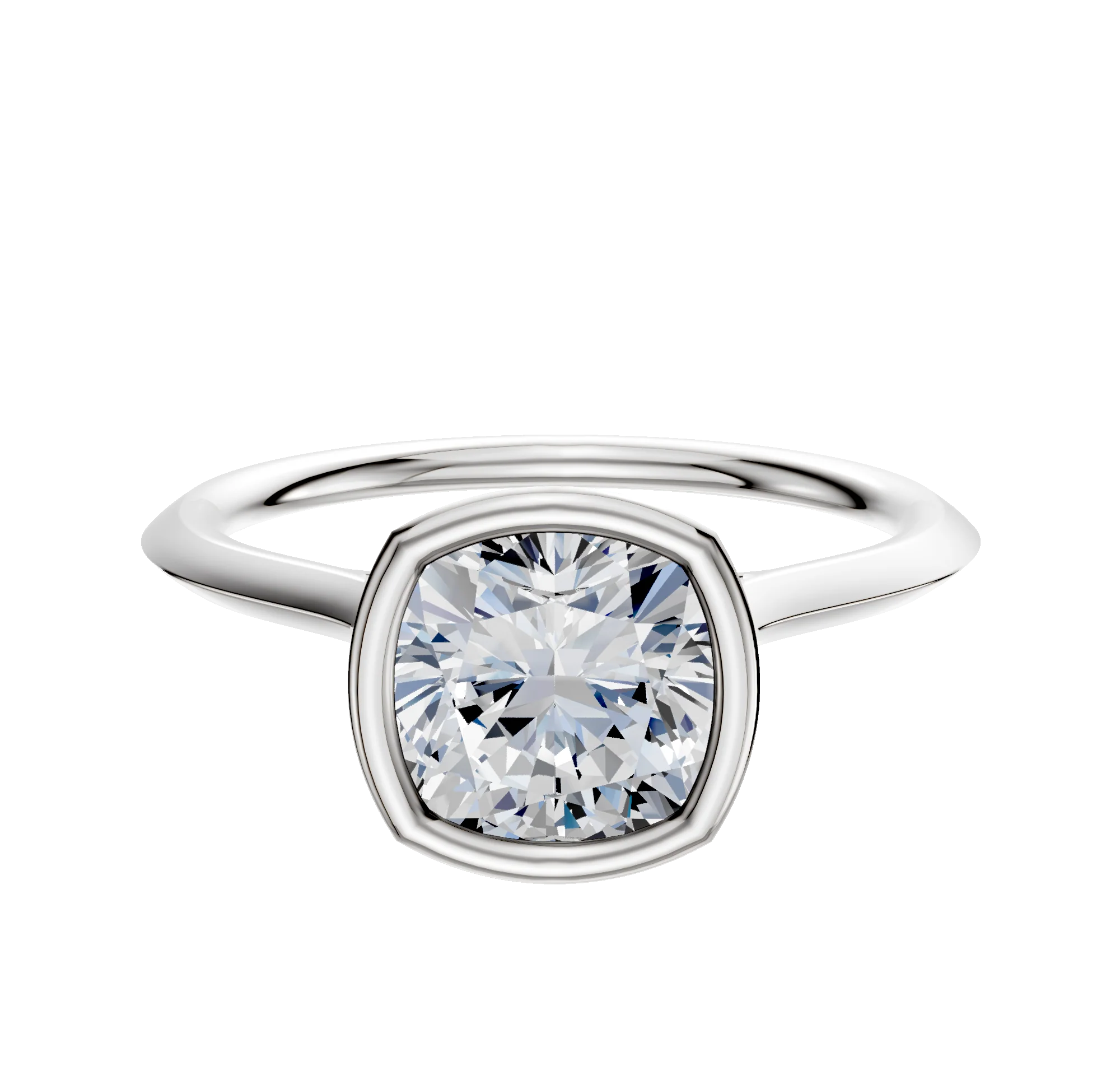 18K White Gold Bezel Full Bezel North/South Cathedral Knife Edge 1.5mm Engagement Ring