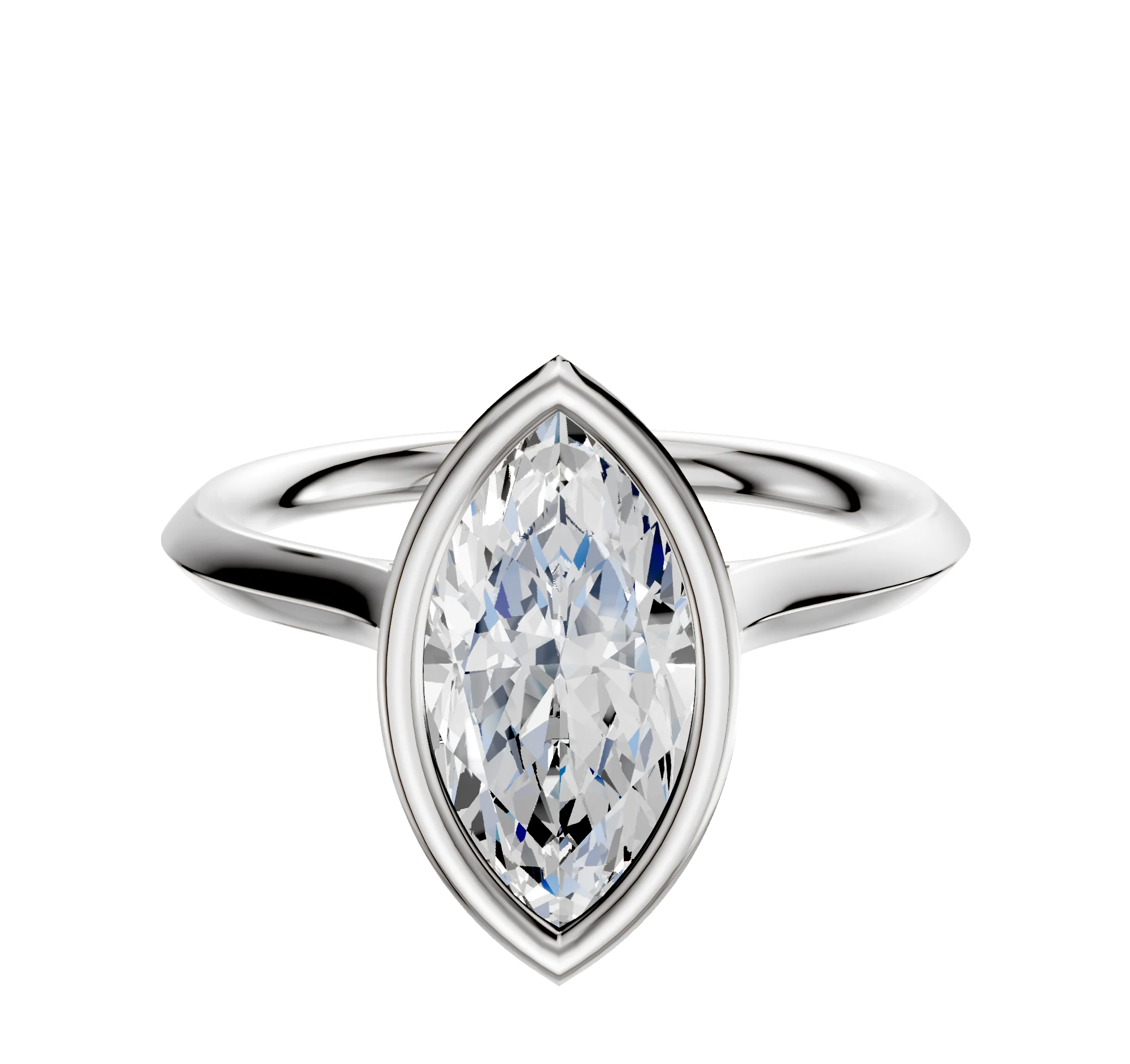 18K White Gold Bezel Full Bezel North/South Cathedral Knife Edge 2.0mm Engagement Ring