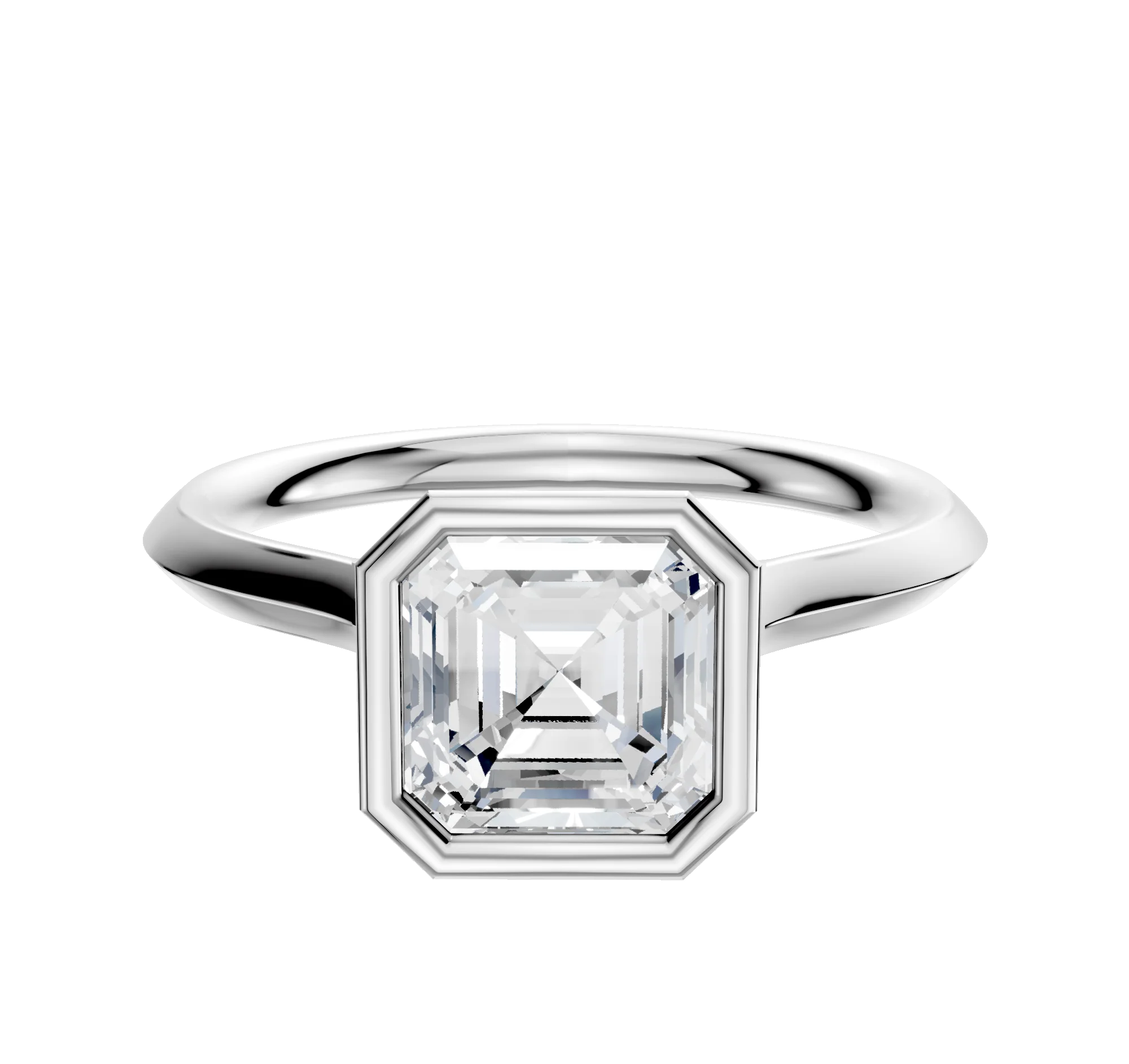 18K White Gold Bezel Full Bezel North/South Cathedral Knife Edge 2.0mm Engagement Ring
