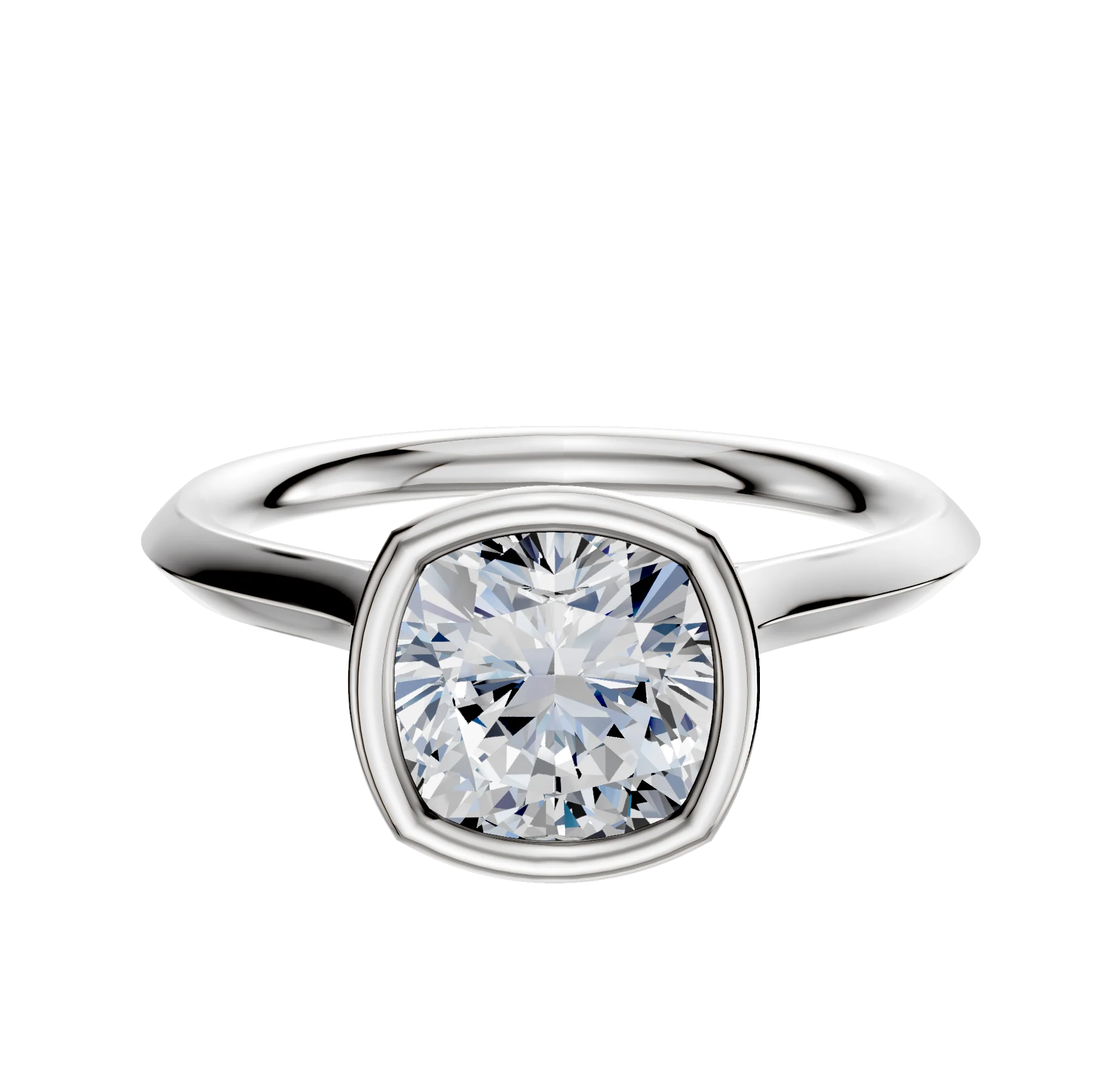 18K White Gold Bezel Full Bezel North/South Cathedral Knife Edge 2.0mm Engagement Ring