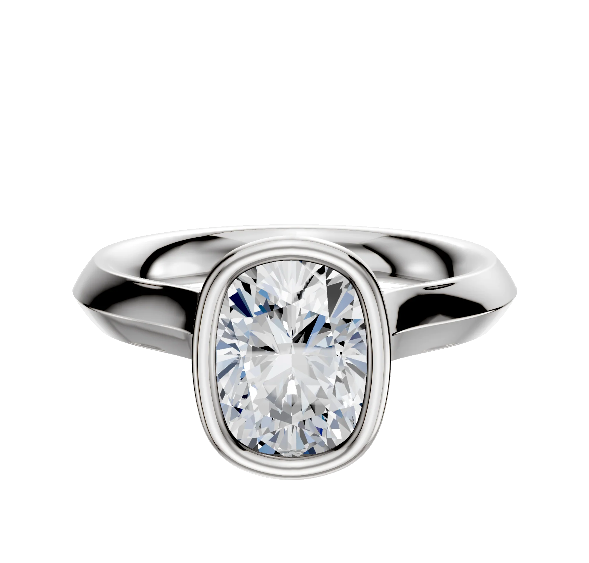 18K White Gold Bezel Full Bezel North/South Cathedral Knife Edge 3.0mm Engagement Ring