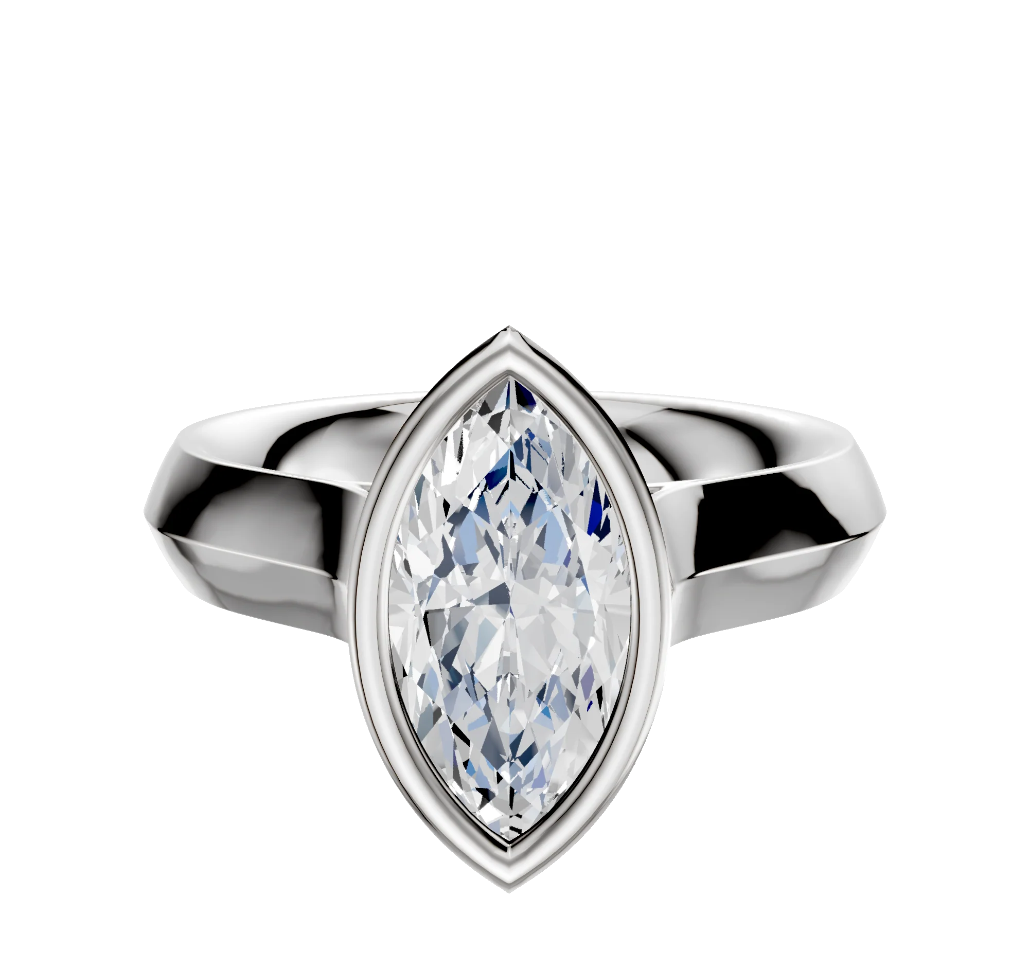 18K White Gold Bezel Full Bezel North/South Cathedral Knife Edge 4.0mm Engagement Ring