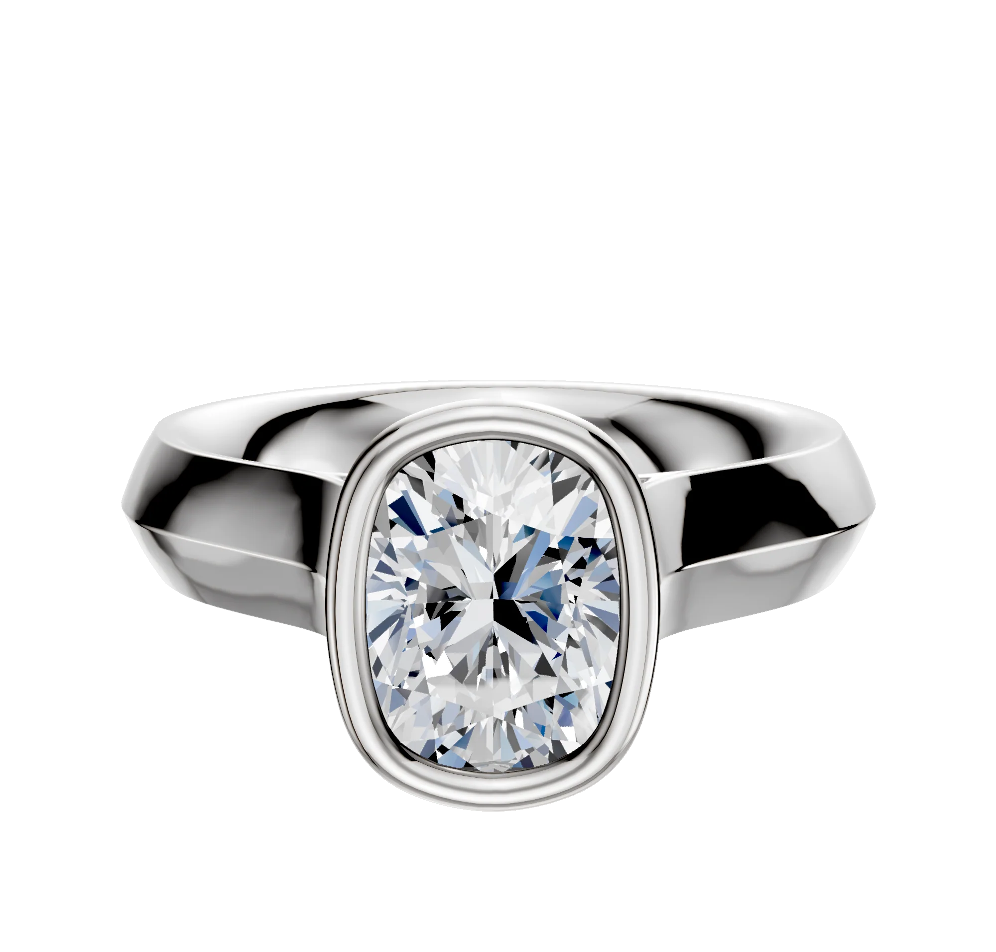 18K White Gold Bezel Full Bezel North/South Cathedral Knife Edge 4.0mm Engagement Ring