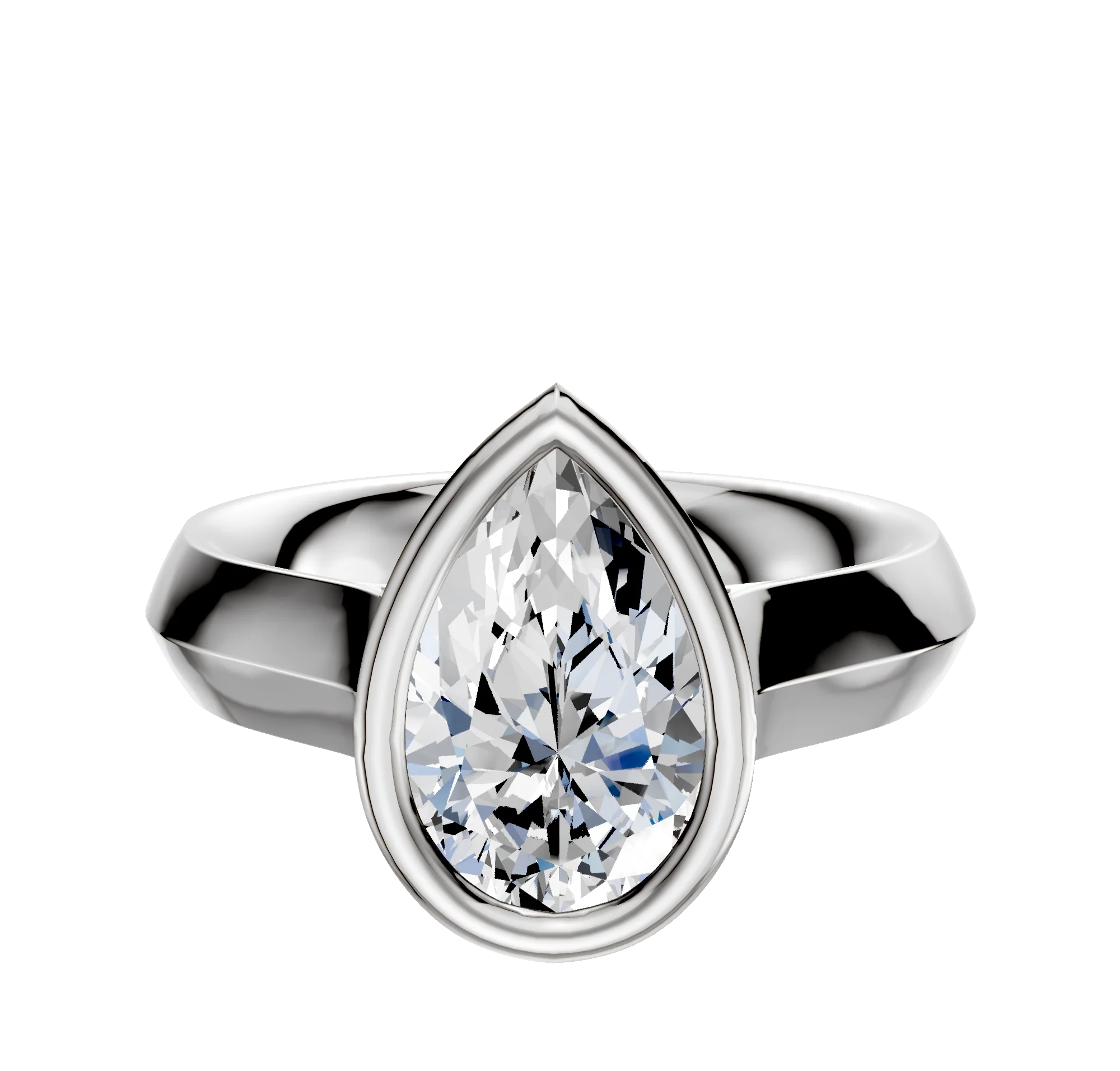 18K White Gold Bezel Full Bezel North/South Cathedral Knife Edge 4.0mm Engagement Ring