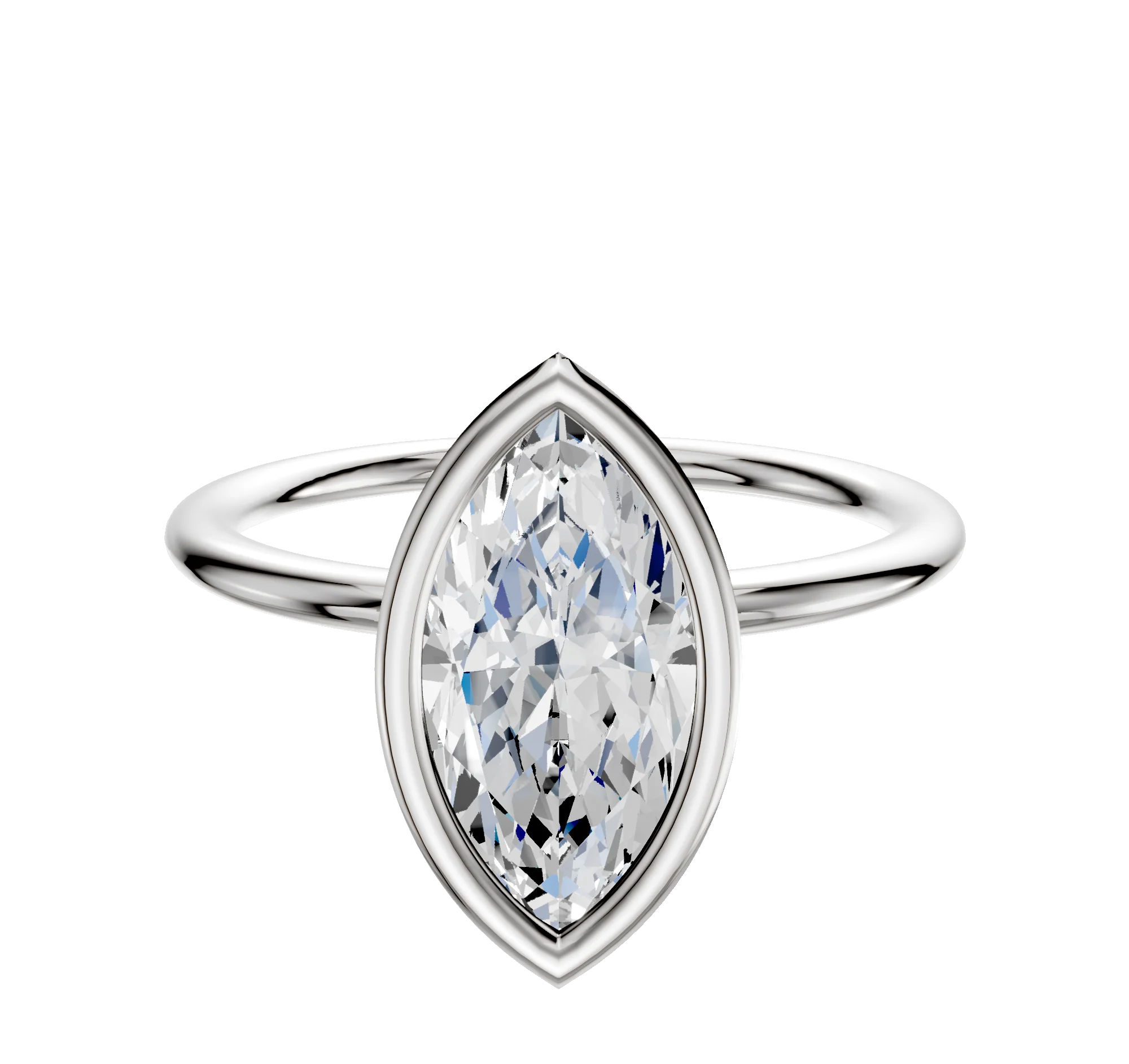18K White Gold Bezel Full Bezel North/South Classic Dome 1.5mm Engagement Ring