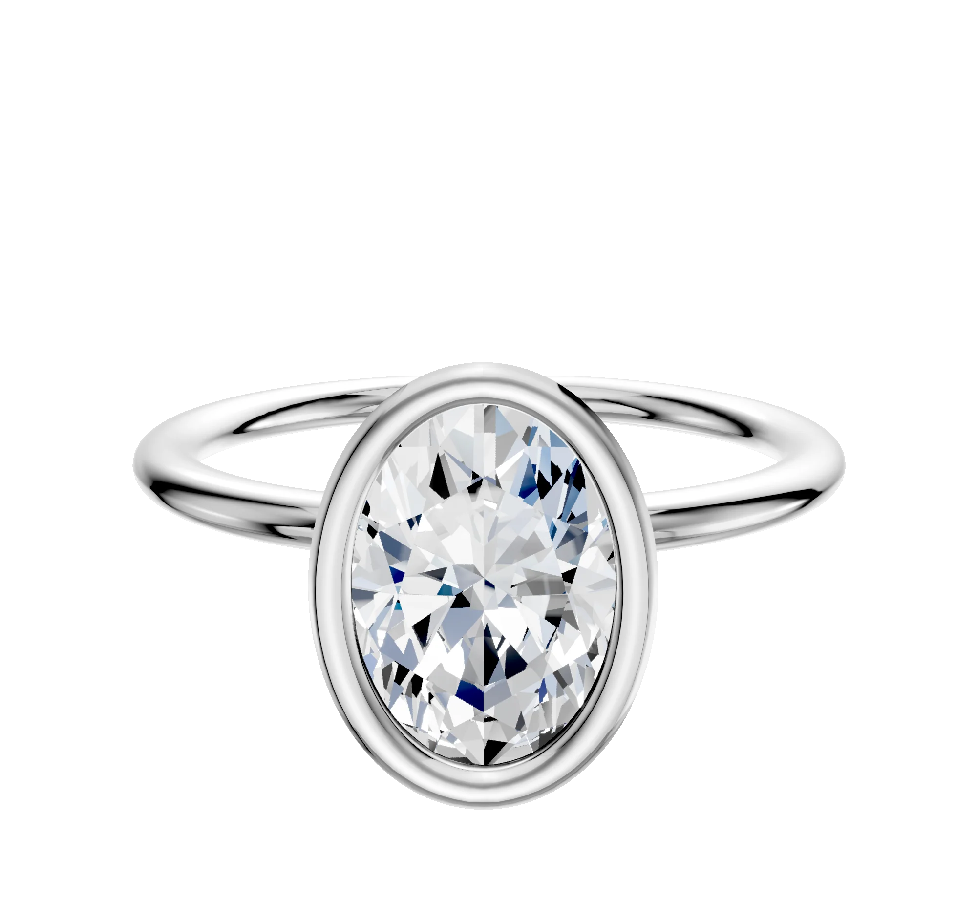18K White Gold Bezel Full Bezel North/South Classic Dome 1.5mm Engagement Ring