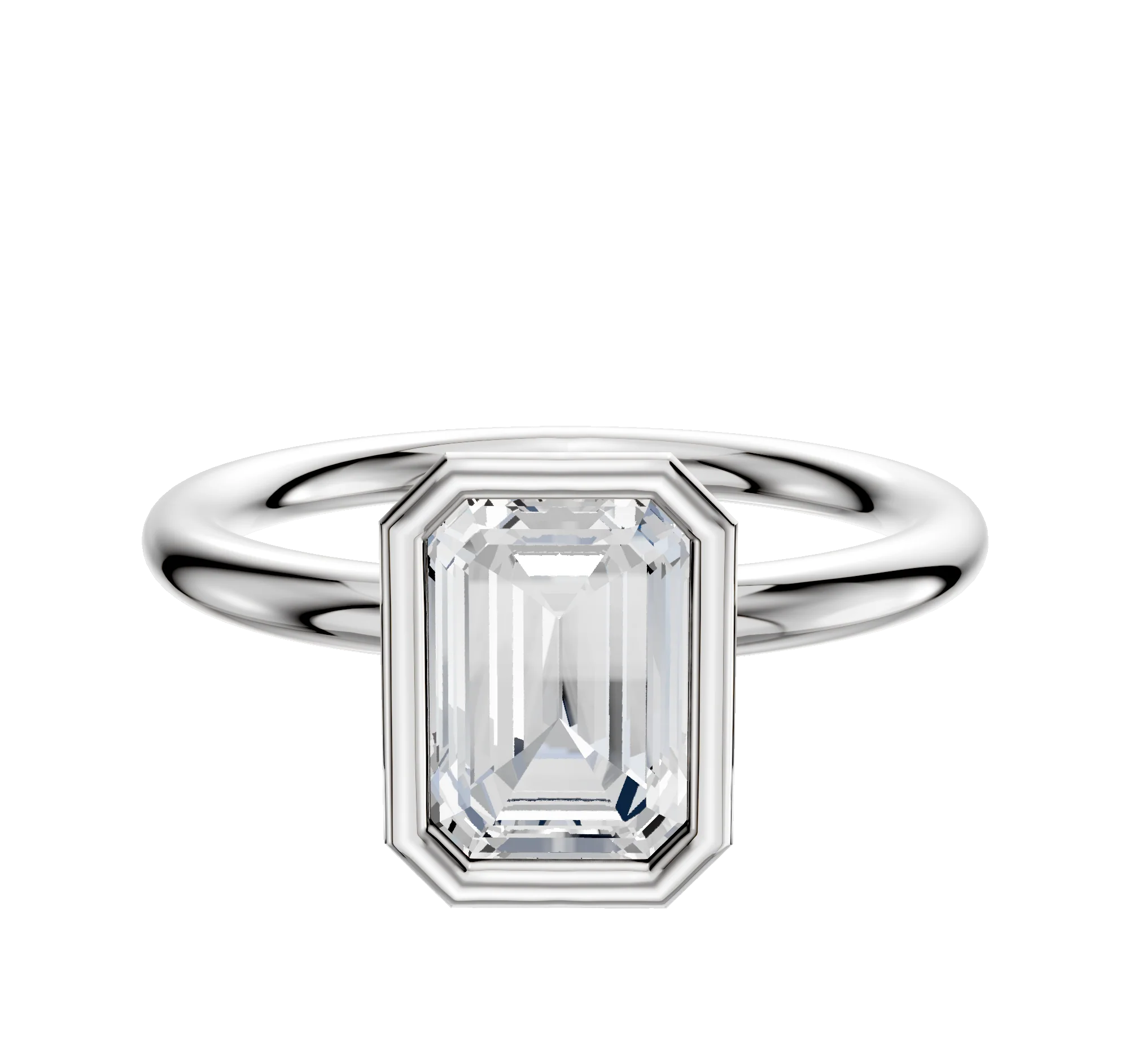 18K White Gold Bezel Full Bezel North/South Classic Dome 2.0mm Engagement Ring