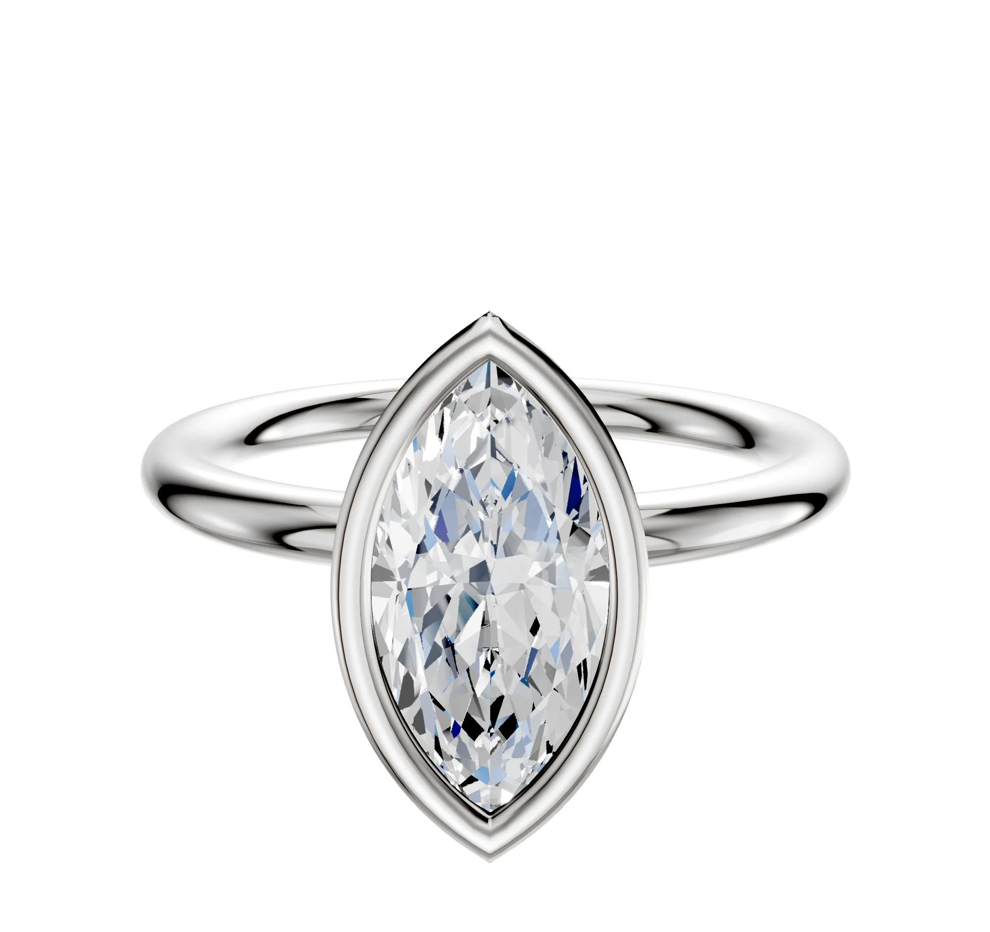 18K White Gold Bezel Full Bezel North/South Classic Dome 2.0mm Engagement Ring