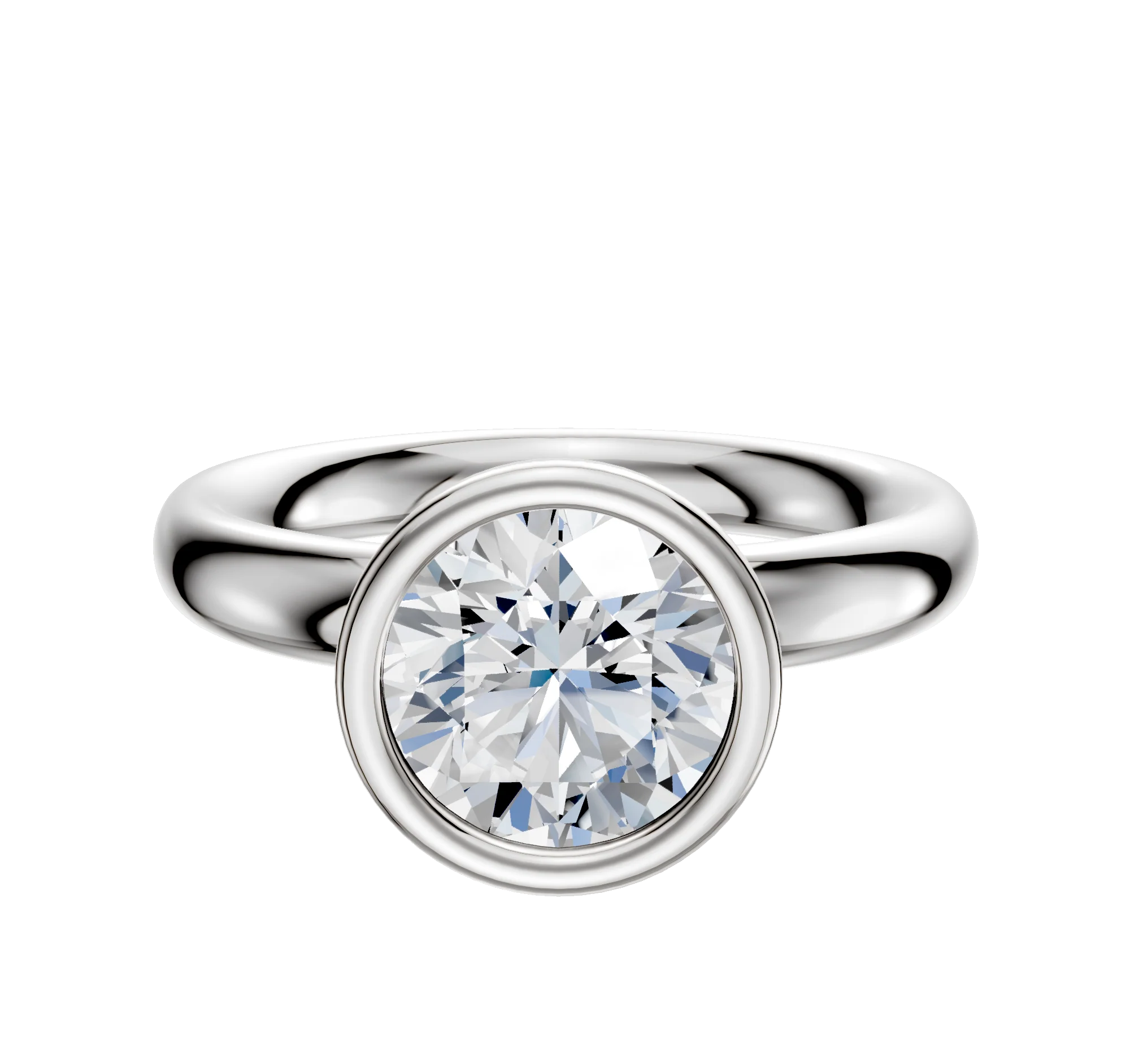 18K White Gold Bezel Full Bezel North/South Classic Dome 3.0mm Engagement Ring
