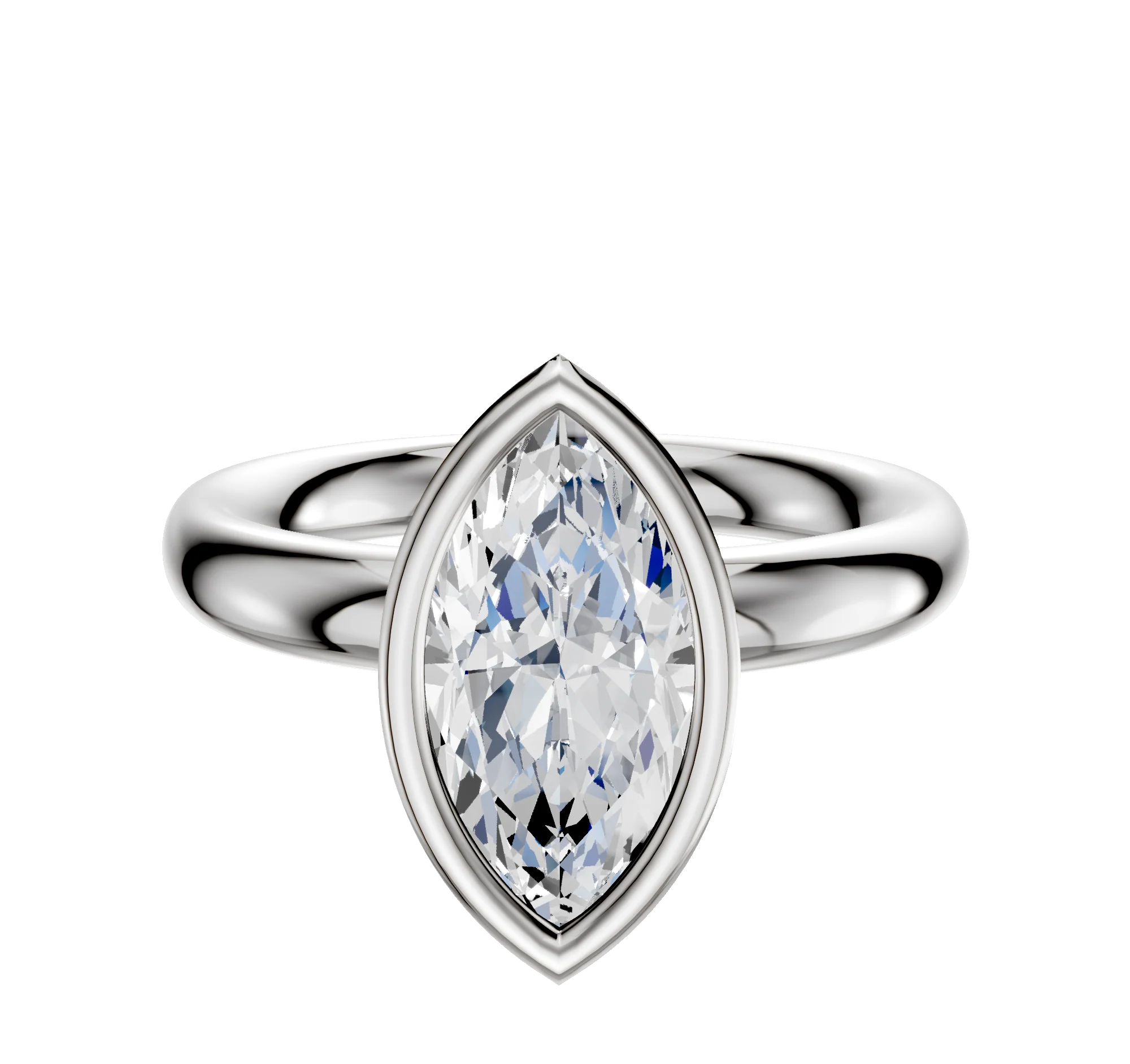 18K White Gold Bezel Full Bezel North/South Classic Dome 3.0mm Engagement Ring