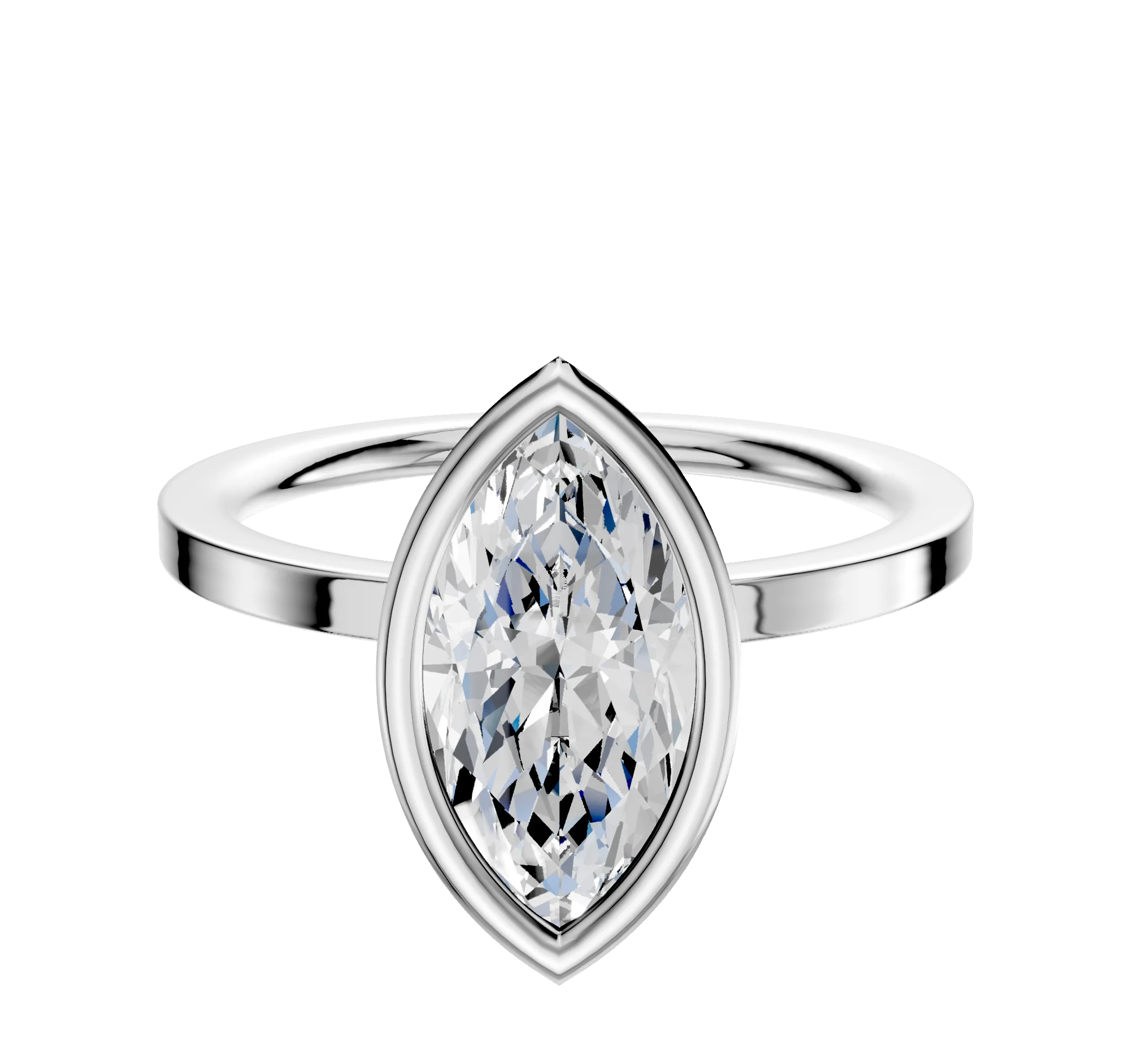 18K White Gold Bezel Full Bezel North/South Classic Flat 1.5mm Engagement Ring