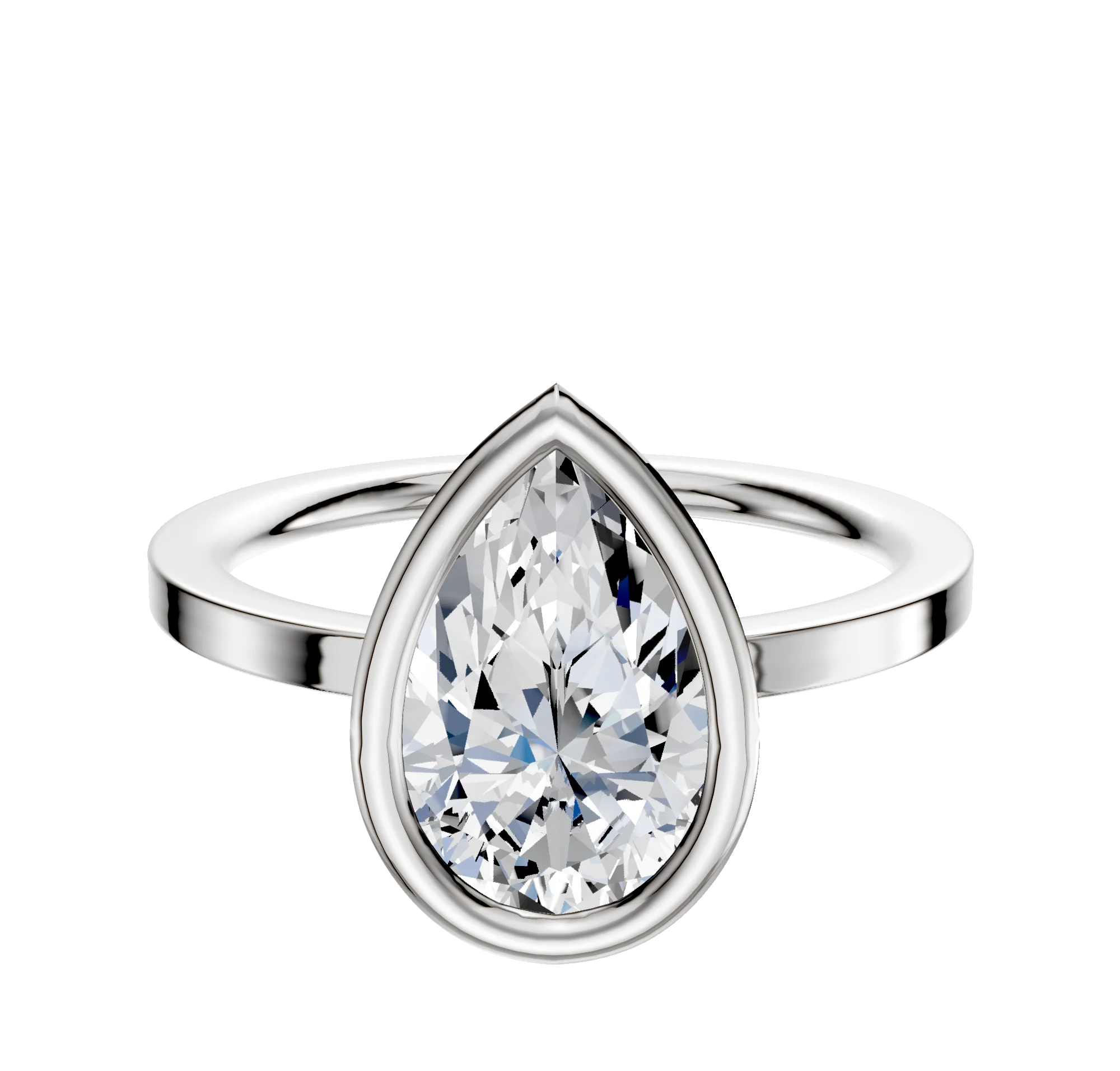 18K White Gold Bezel Full Bezel North/South Classic Flat 1.5mm Engagement Ring