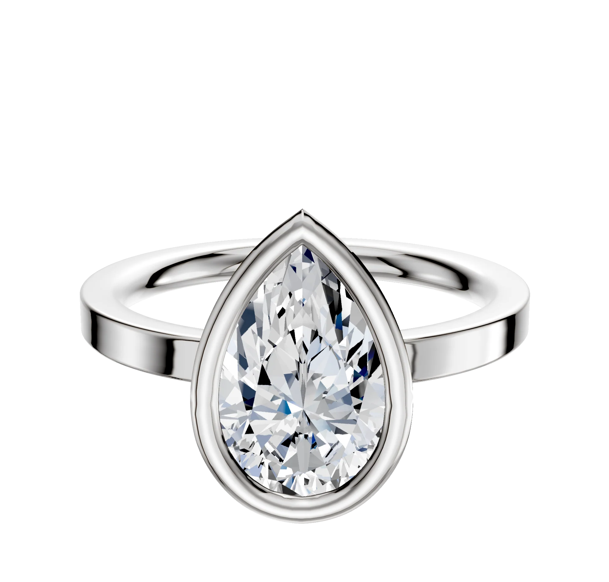 18K White Gold Bezel Full Bezel North/South Classic Flat 2.0mm Engagement Ring