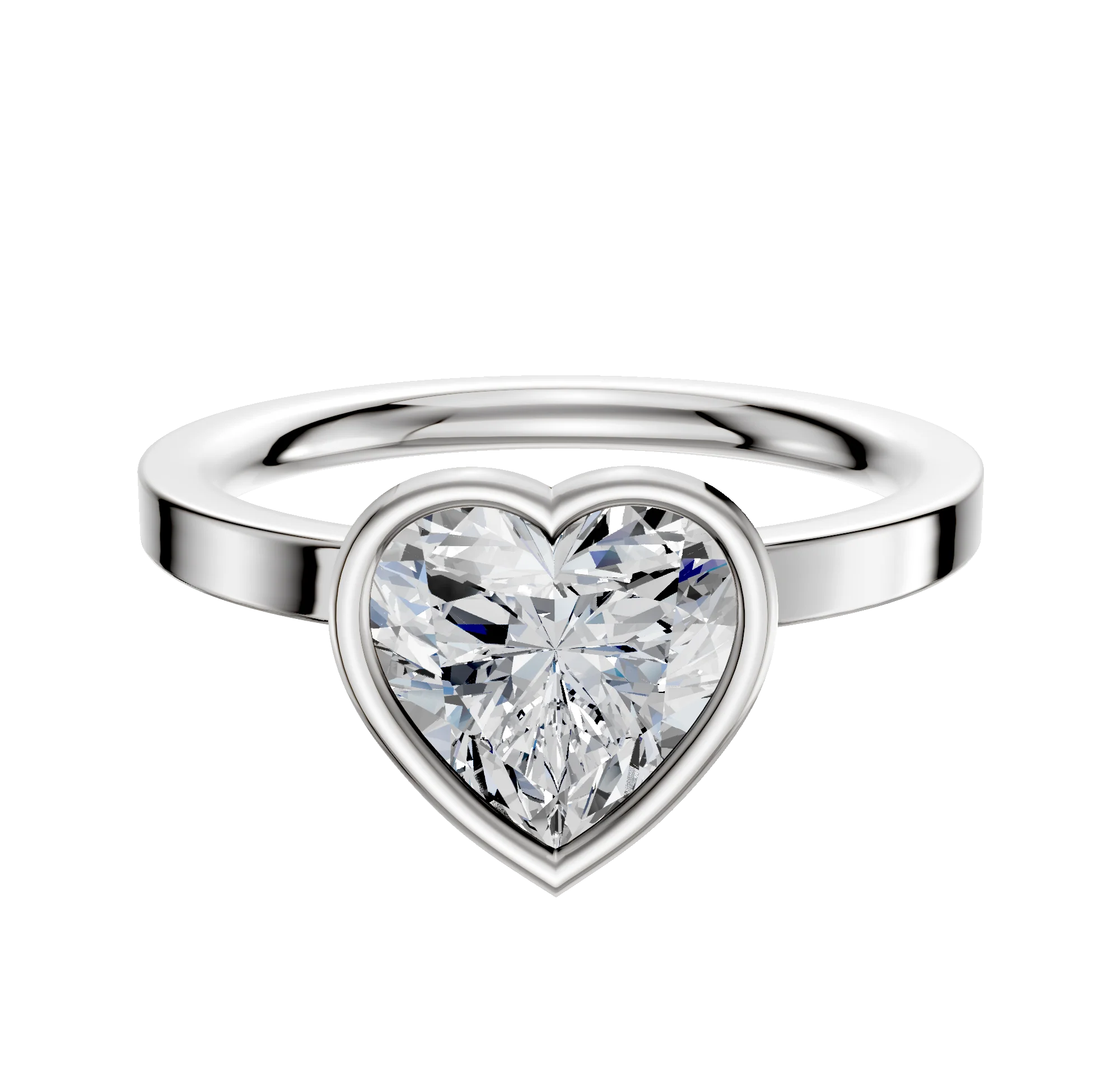 18K White Gold Bezel Full Bezel North/South Classic Flat 2.0mm Engagement Ring