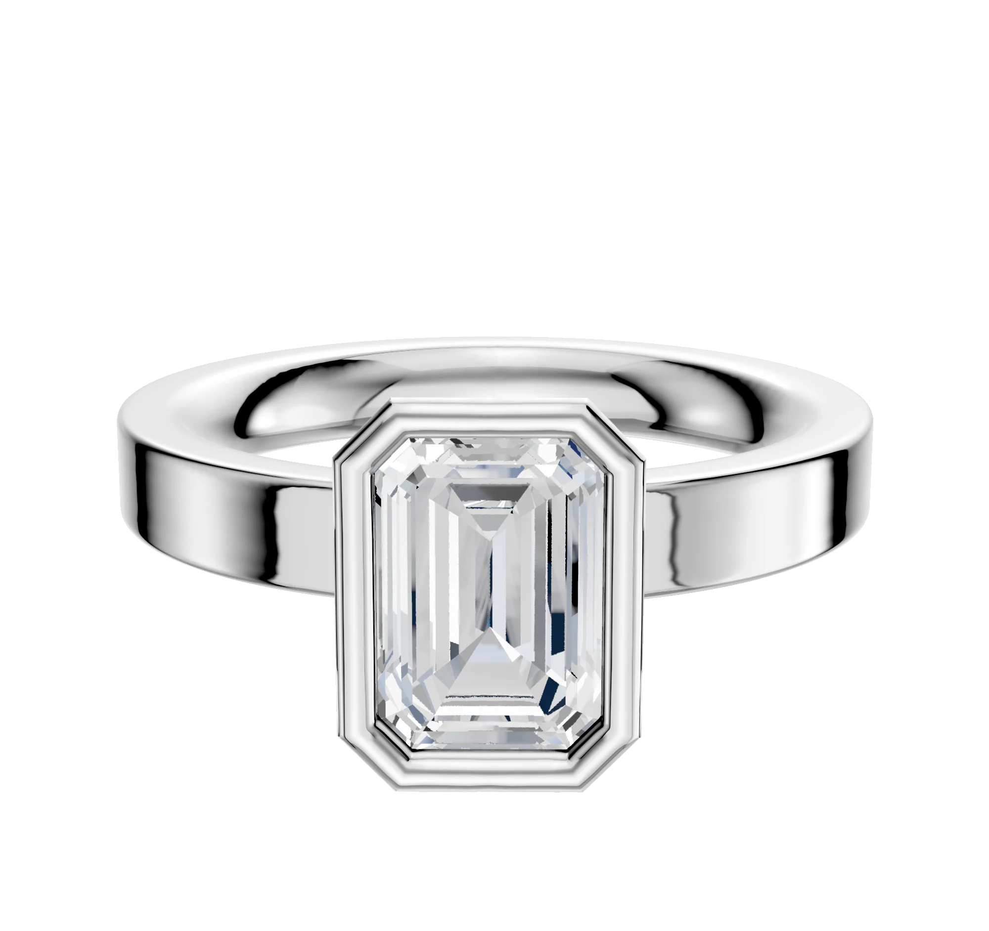 18K White Gold Bezel Full Bezel North/South Classic Flat 3.0mm Engagement Ring
