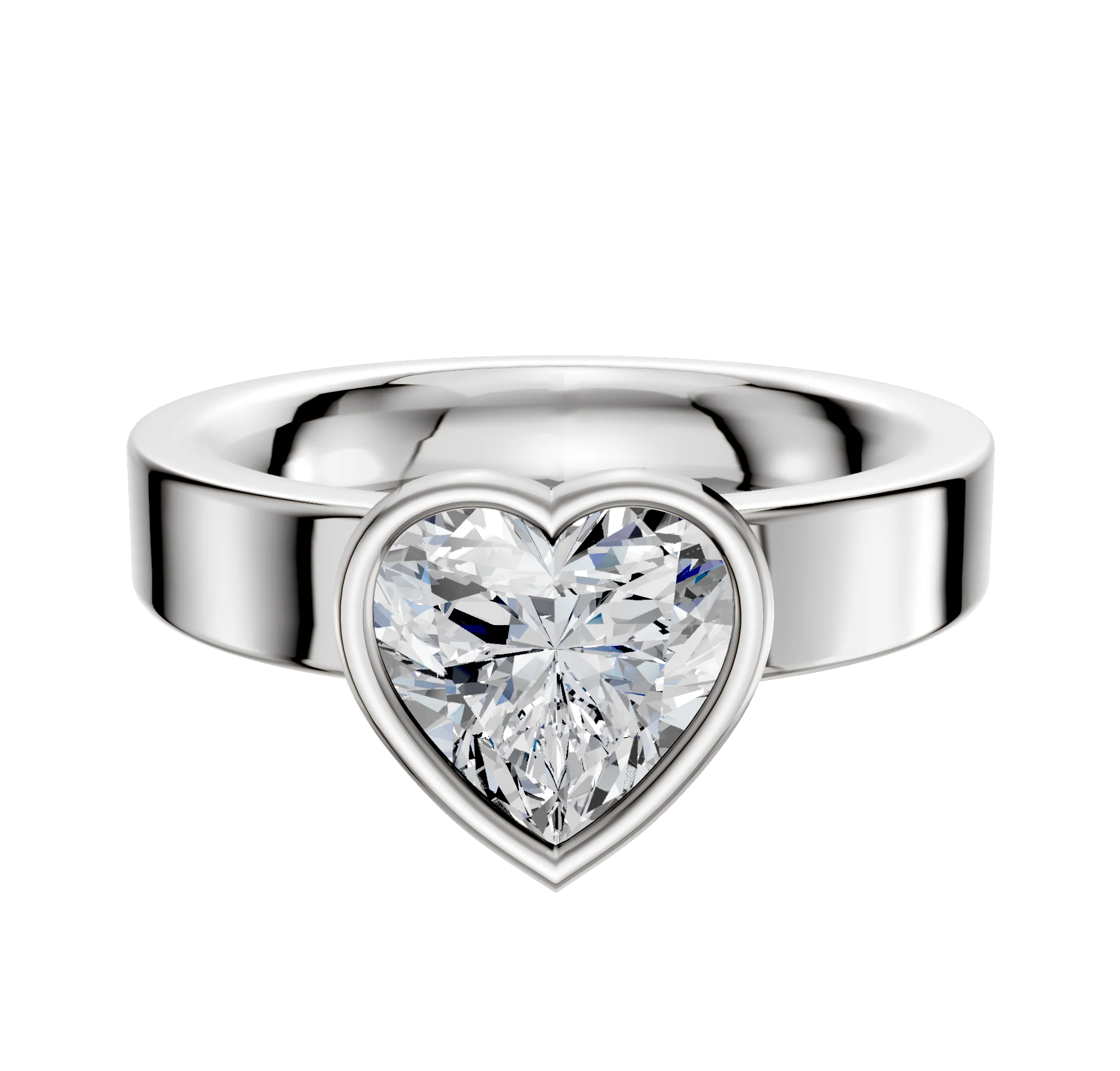 18K White Gold Bezel Full Bezel North/South Classic Flat 4.0mm Engagement Ring