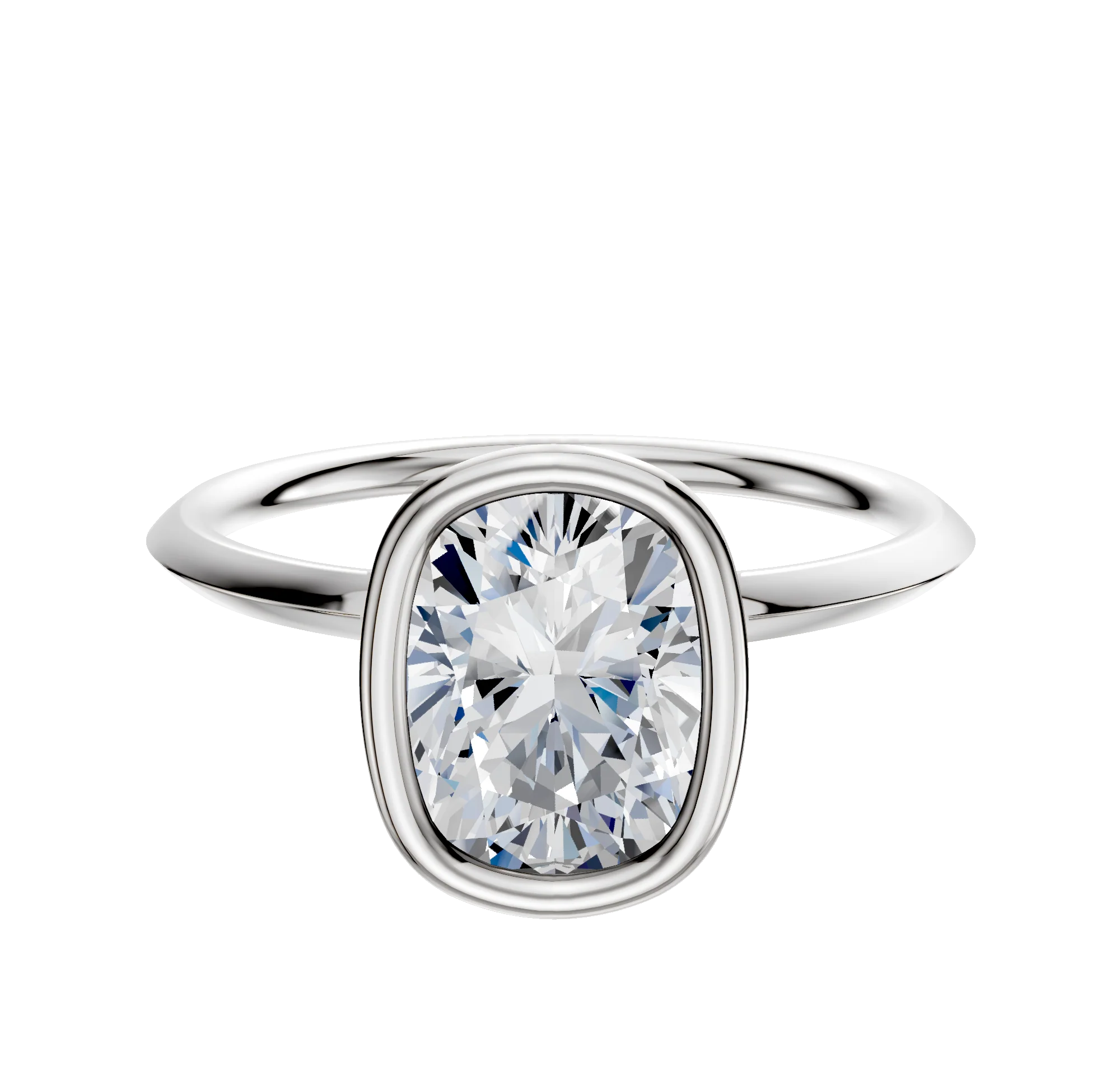 18K White Gold Bezel Full Bezel North/South Classic Knife Edge 1.5mm Engagement Ring