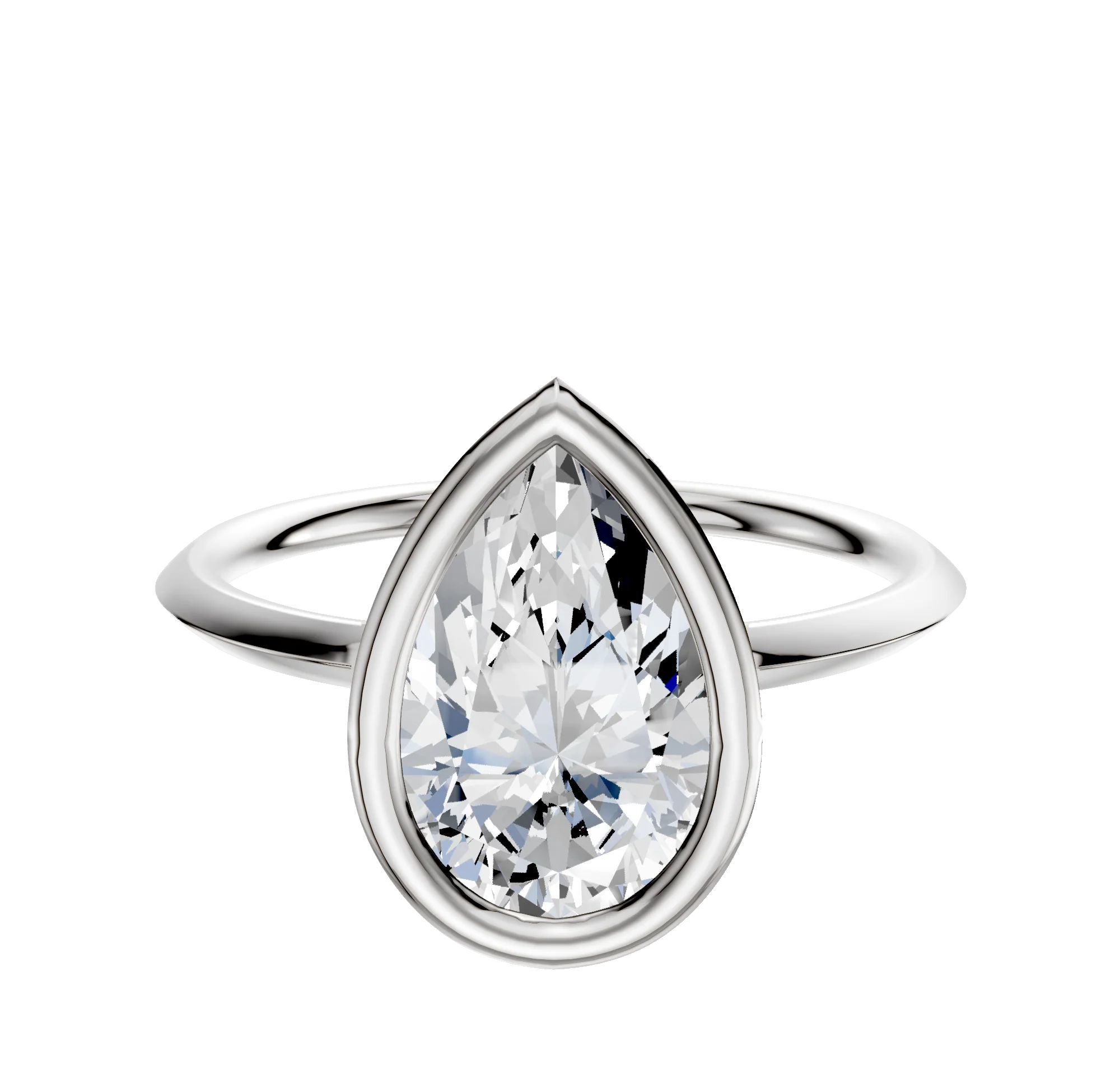 18K White Gold Bezel Full Bezel North/South Classic Knife Edge 1.5mm Engagement Ring