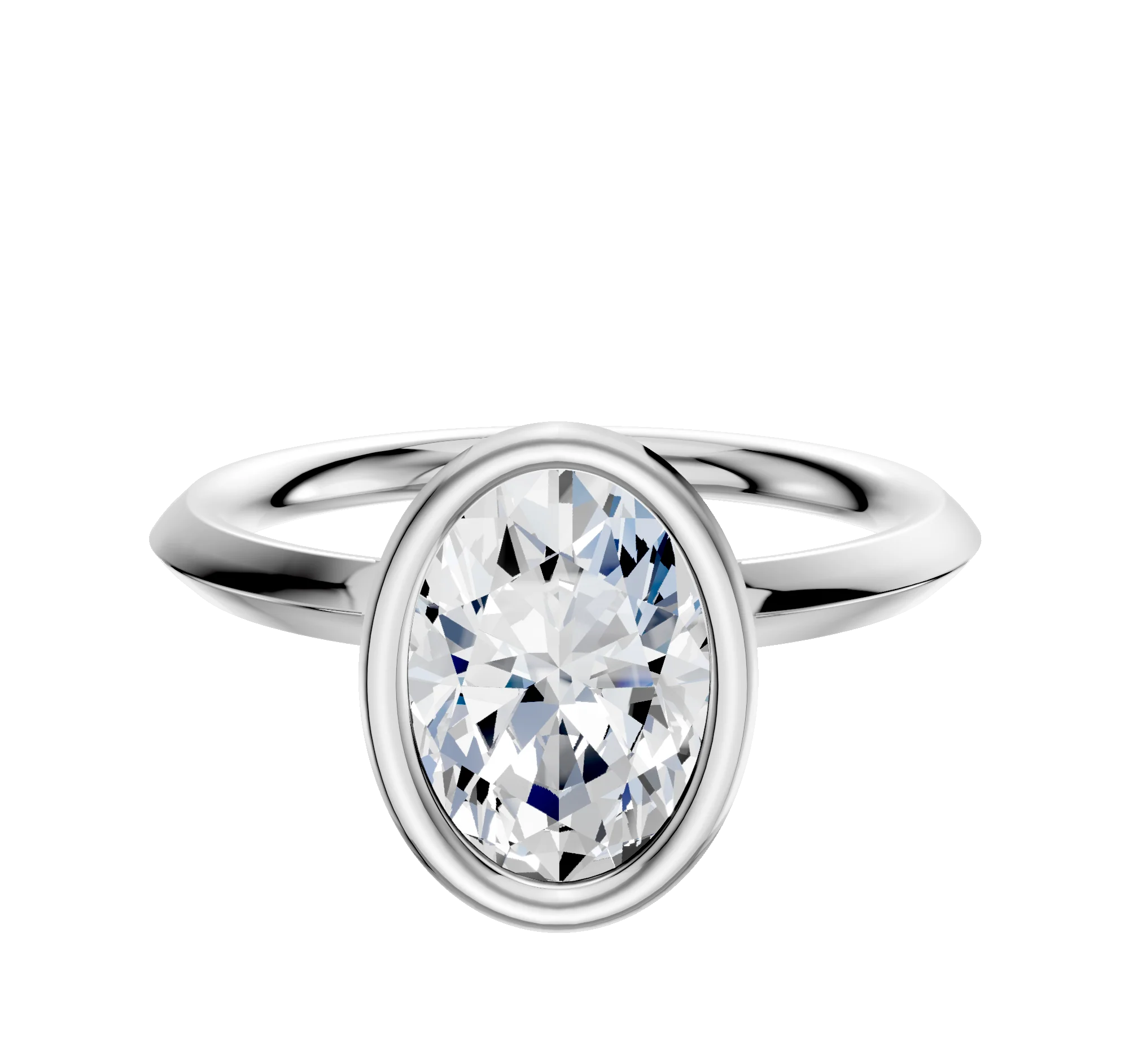 18K White Gold Bezel Full Bezel North/South Classic Knife Edge 2.0mm Engagement Ring
