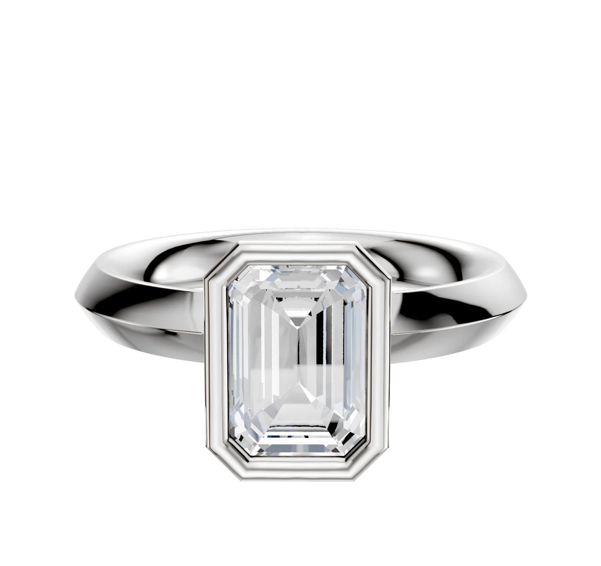 18K White Gold Bezel Full Bezel North/South Classic Knife Edge 3.0mm Engagement Ring