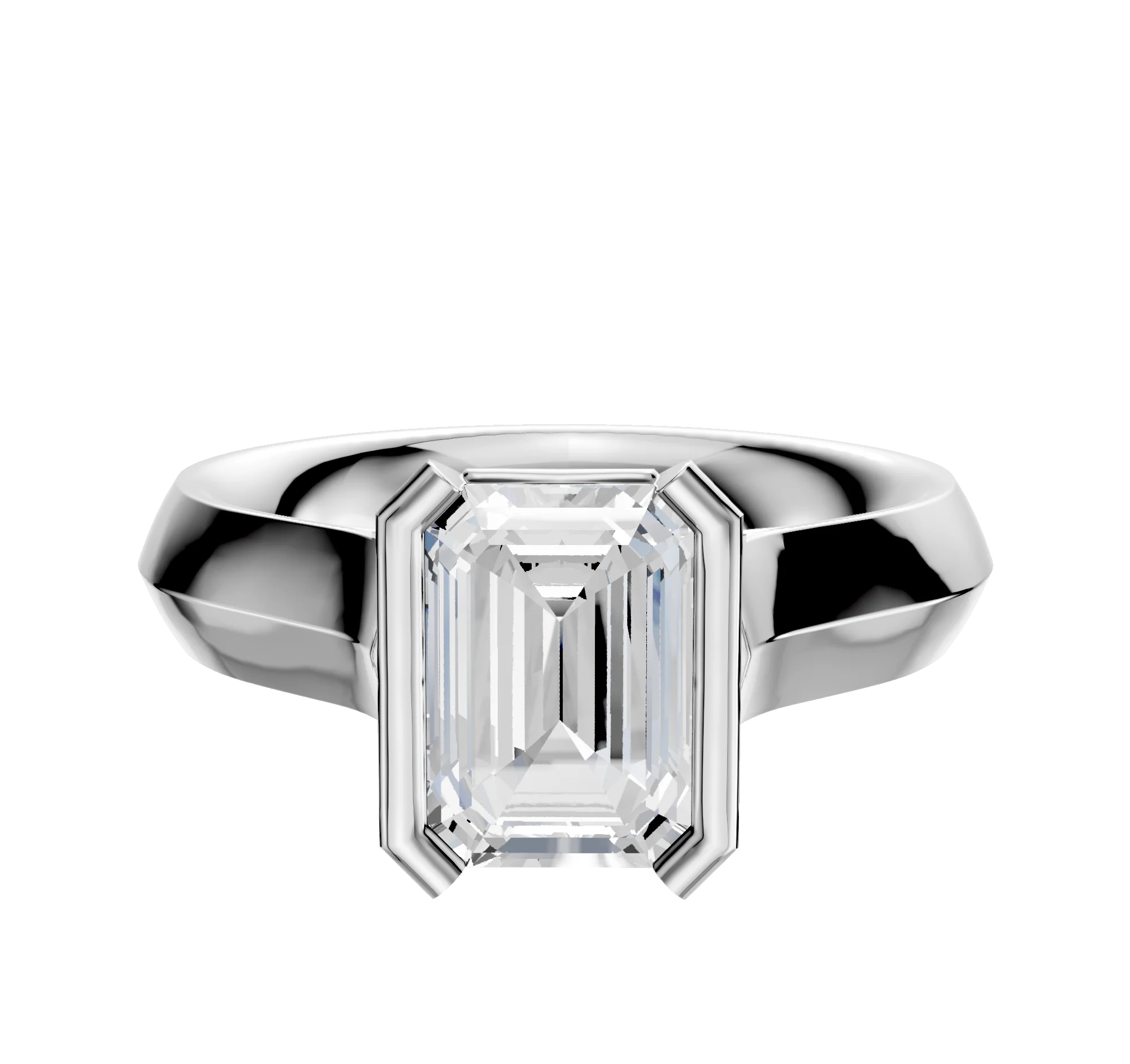 18K White Gold Bezel Half Bezel North/South Cathedral Knife Edge 4.0mm Engagement Ring