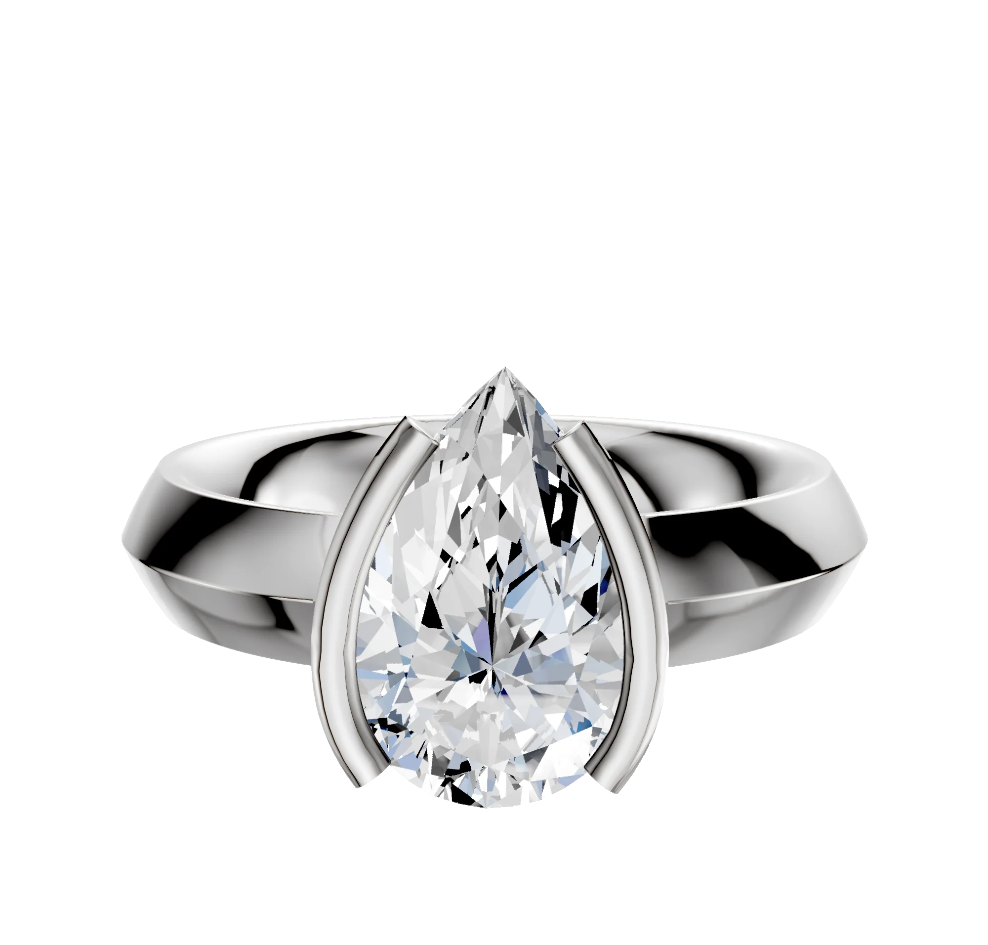 18K White Gold Bezel Half Bezel North/South Classic Knife Edge 4.0mm Engagement Ring