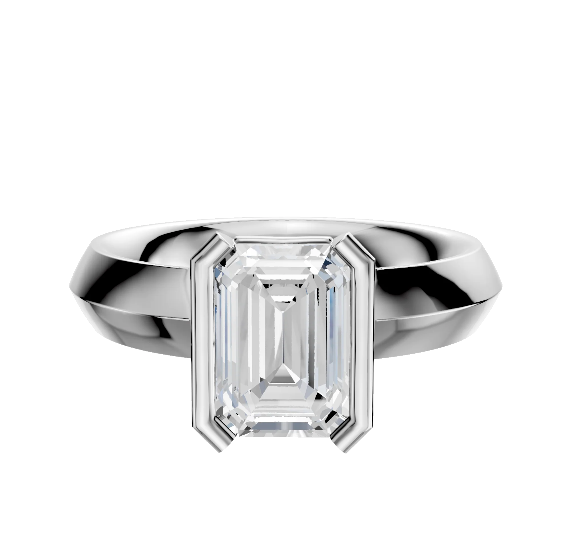 18K White Gold Bezel Half Bezel North/South Classic Knife Edge 4.0mm Engagement Ring