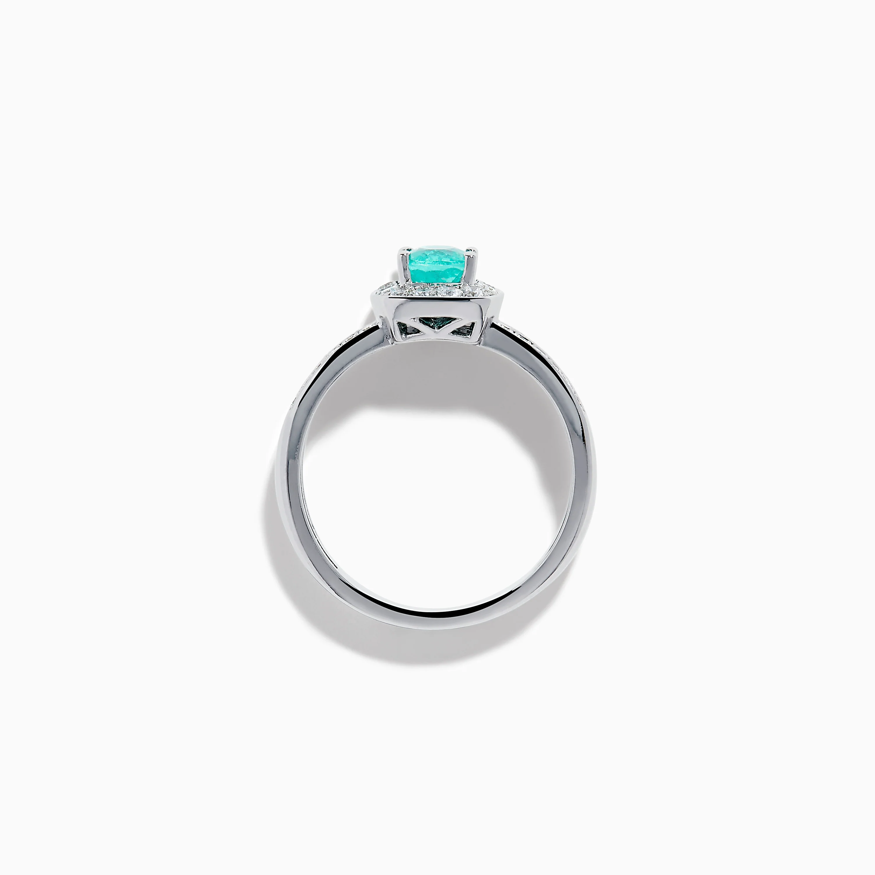 18K White Gold Paraiba and Diamond Halo Ring - Image 3