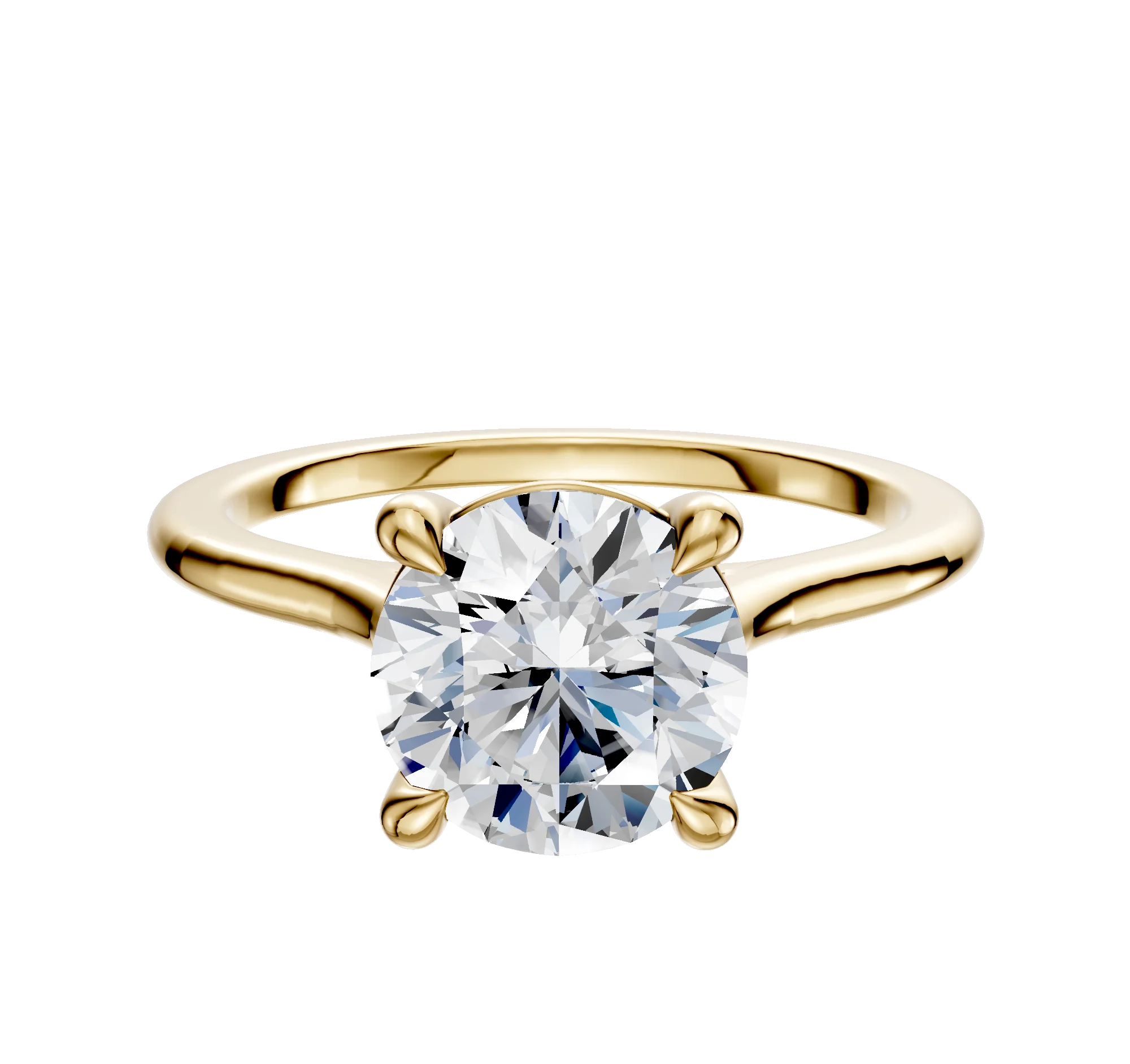 18K Yellow Gold 4 Prong Basket Cathedral Dome 1.5mm Engagement Ring