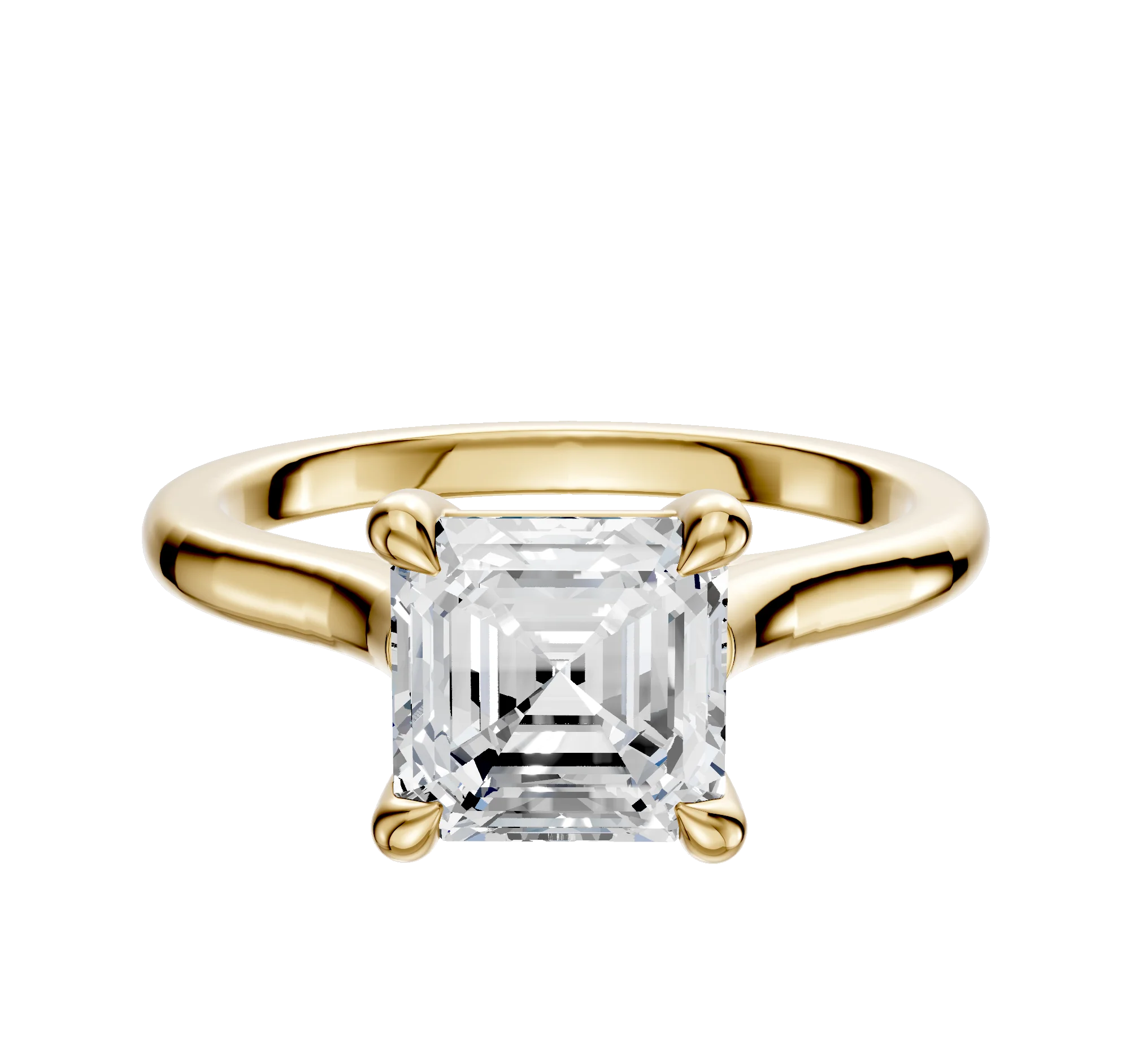 18K Yellow Gold 4 Prong Basket Cathedral Dome 2.0mm Engagement Ring
