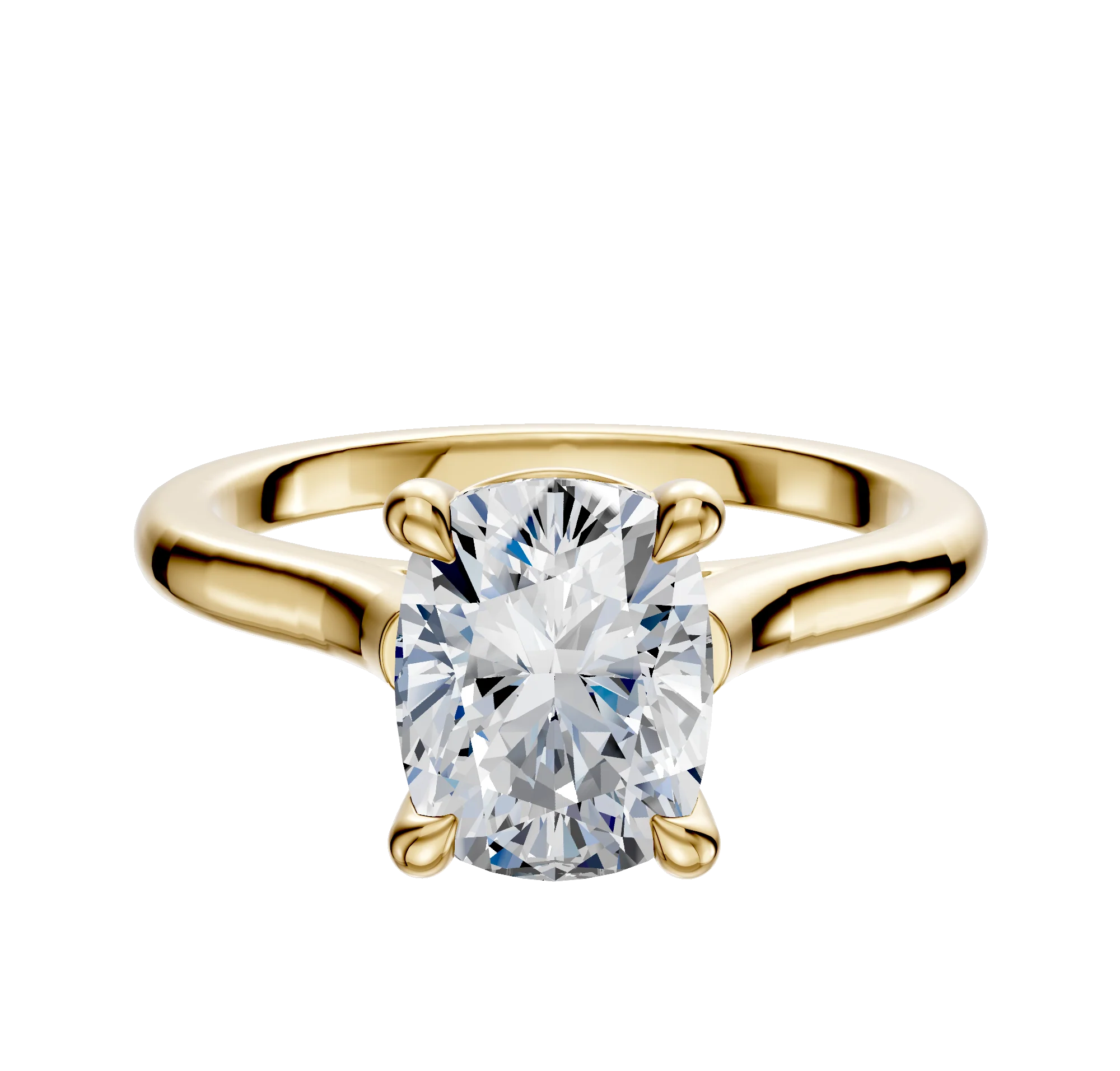 18K Yellow Gold 4 Prong Basket Cathedral Dome 2.0mm Engagement Ring