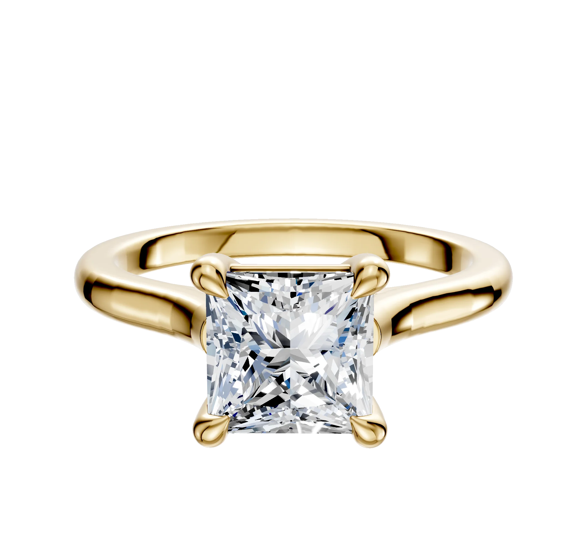 18K Yellow Gold 4 Prong Basket Cathedral Dome 2.0mm Engagement Ring