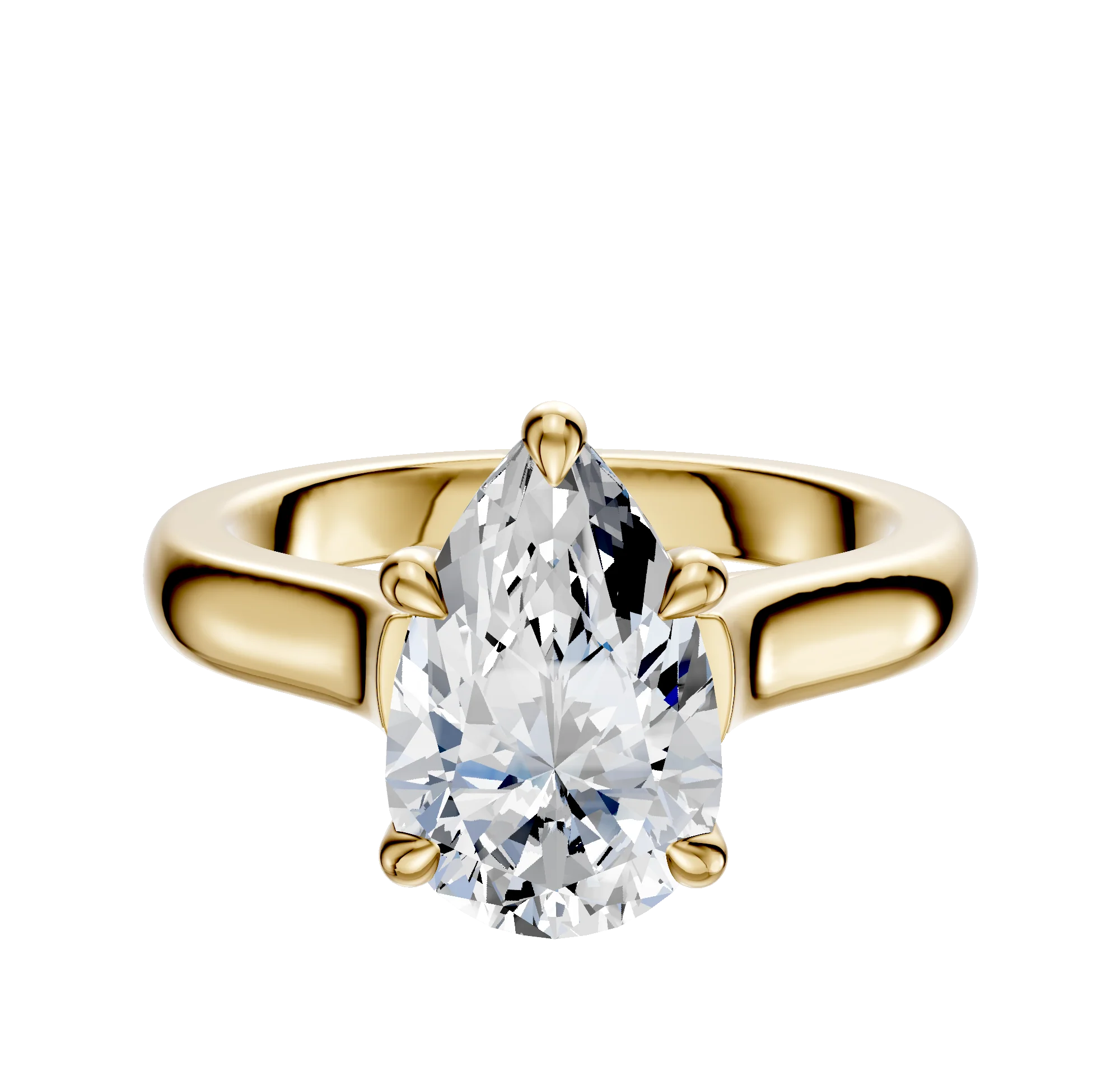 18K Yellow Gold 4 Prong Basket Cathedral Dome 3.0mm Engagement Ring