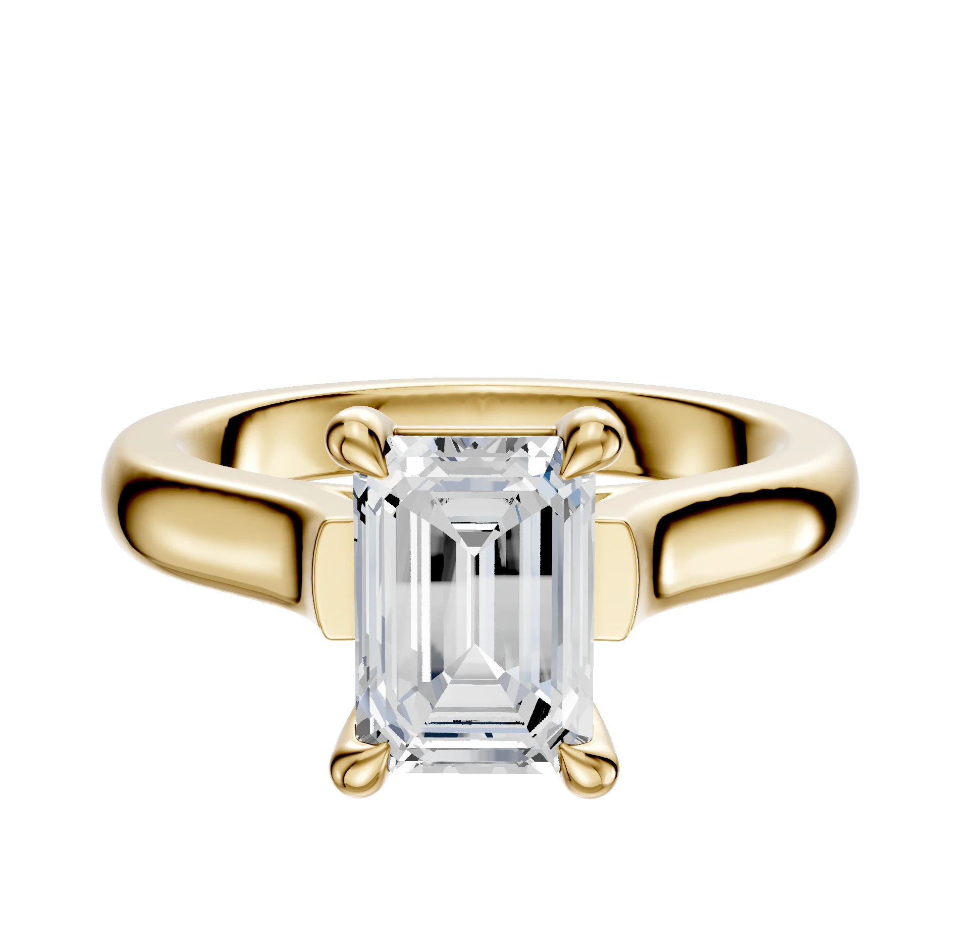 18K Yellow Gold 4 Prong Basket Cathedral Dome 3.0mm Engagement Ring
