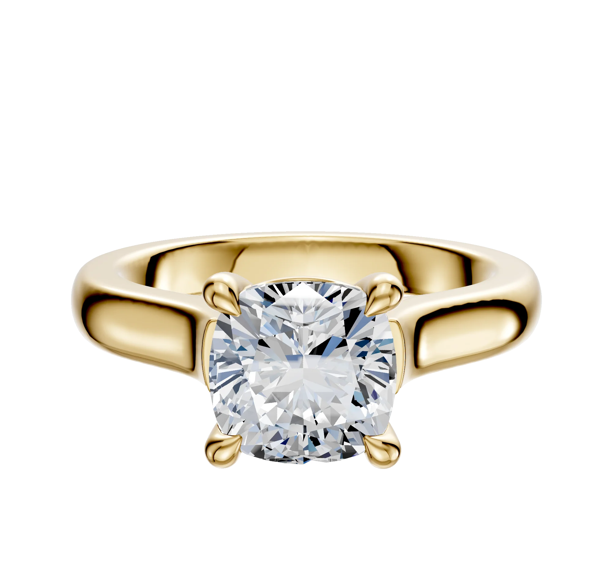 18K Yellow Gold 4 Prong Basket Cathedral Dome 3.0mm Engagement Ring