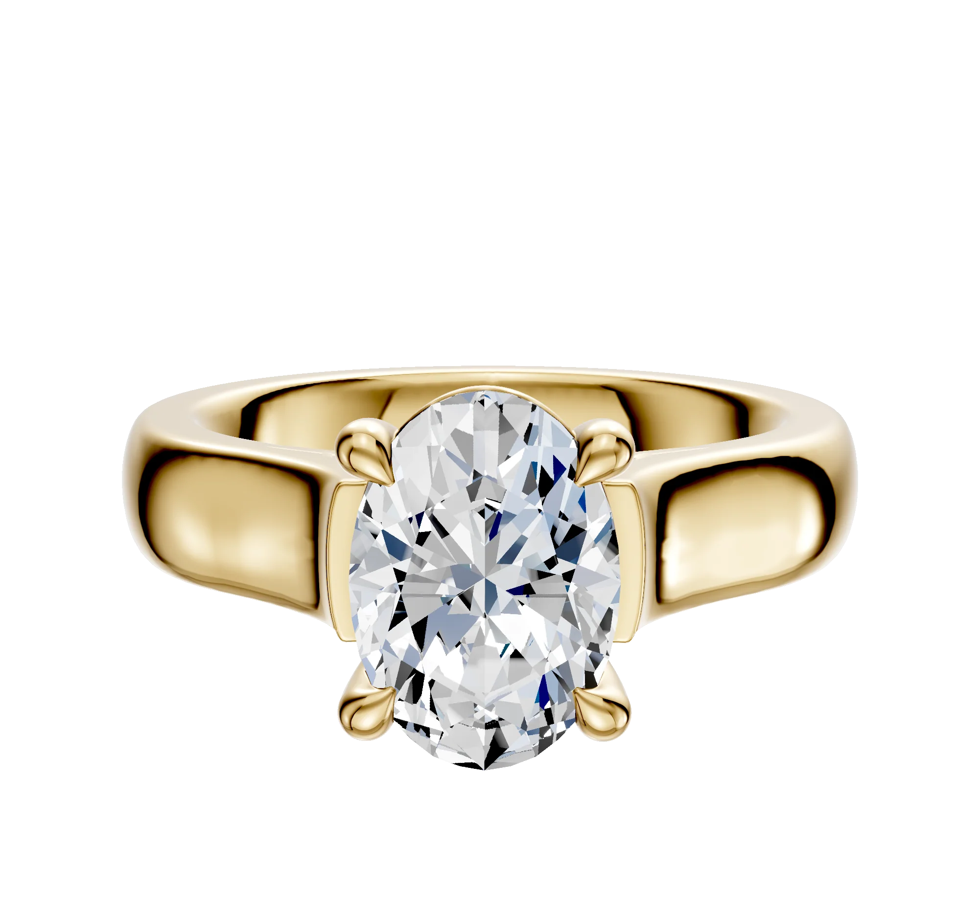 18K Yellow Gold 4 Prong Basket Cathedral Dome 4.0mm Engagement Ring
