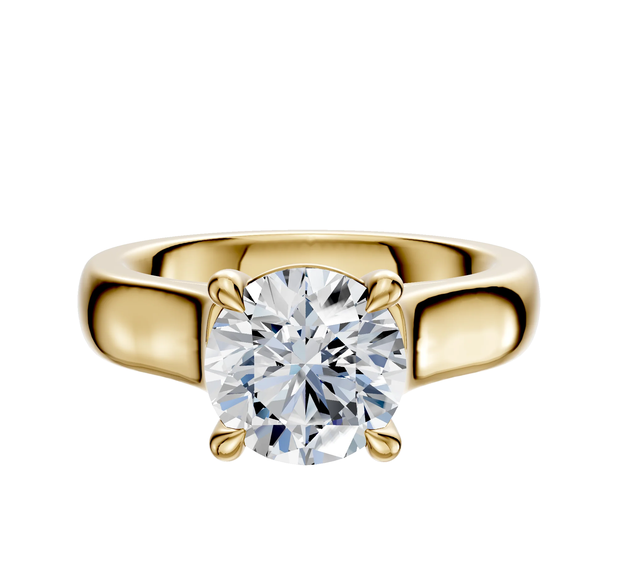 18K Yellow Gold 4 Prong Basket Cathedral Dome 4.0mm Engagement Ring