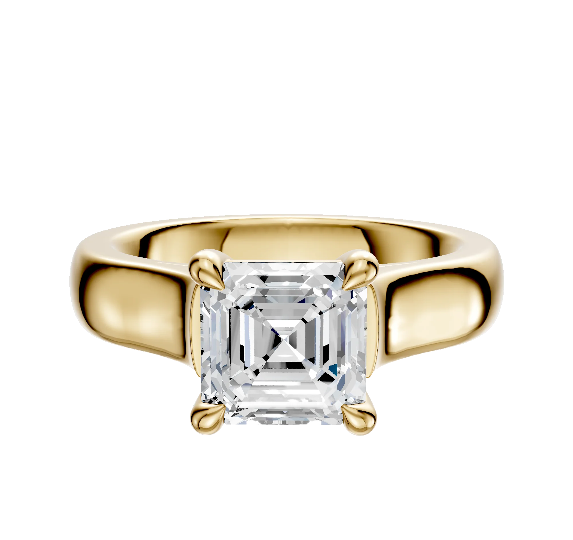 18K Yellow Gold 4 Prong Basket Cathedral Dome 4.0mm Engagement Ring