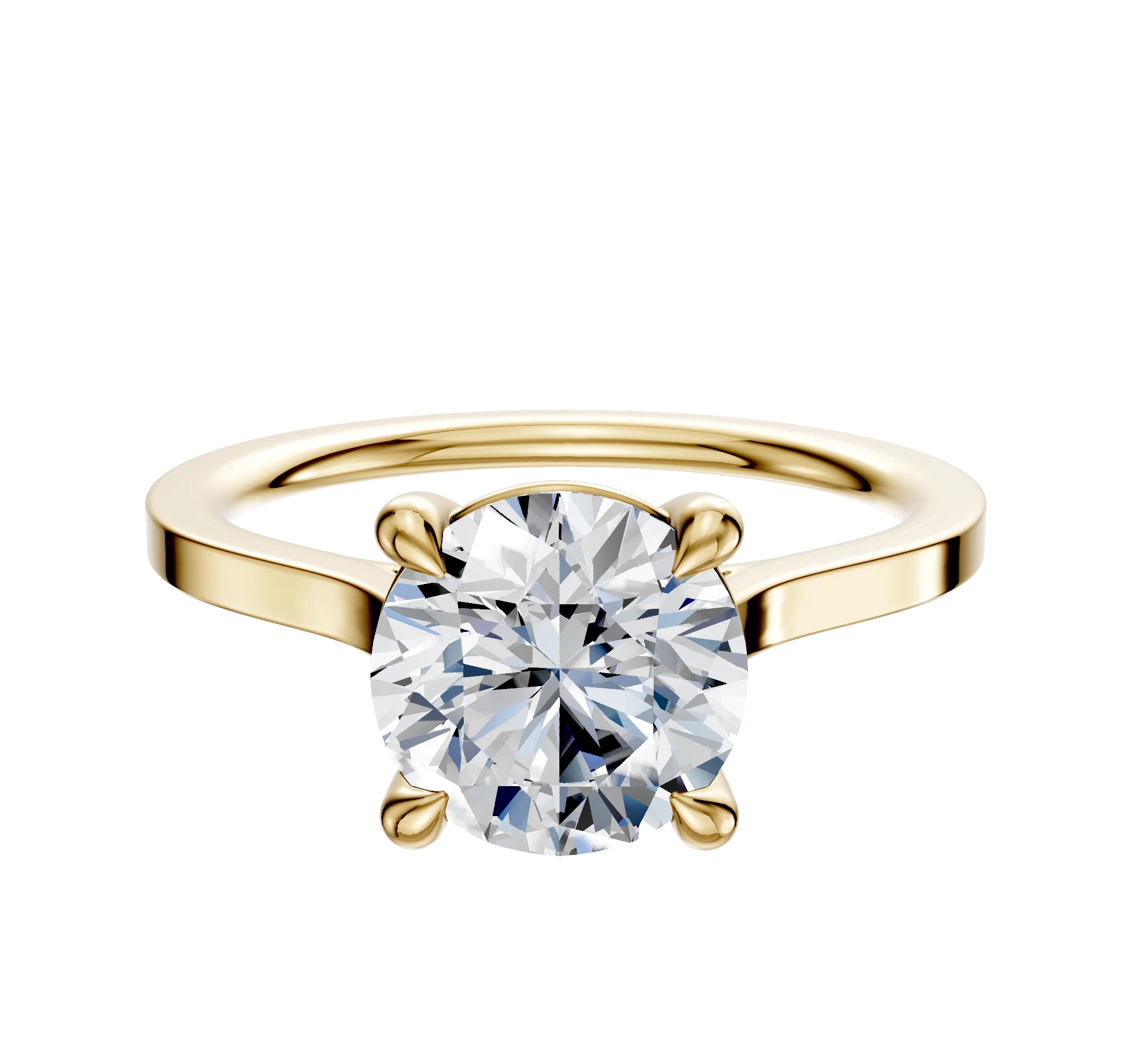 18K Yellow Gold 4 Prong Basket Cathedral Flat 1.5mm Engagement Ring