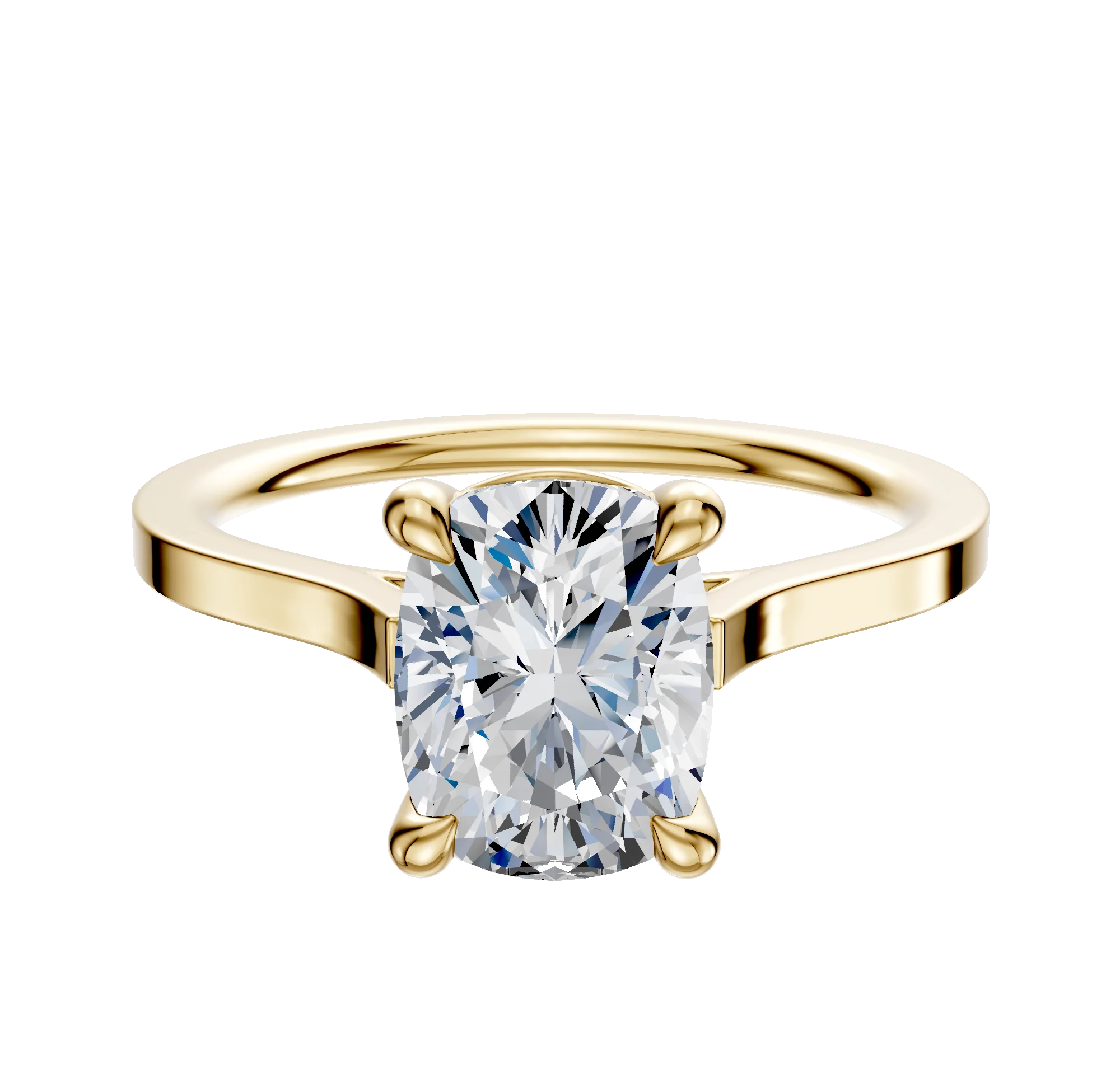 18K Yellow Gold 4 Prong Basket Cathedral Flat 1.5mm Engagement Ring