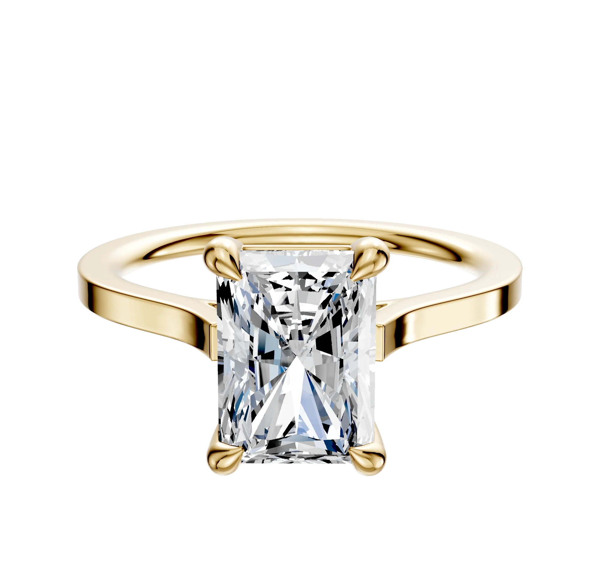18K Yellow Gold 4 Prong Basket Cathedral Flat 1.5mm Engagement Ring