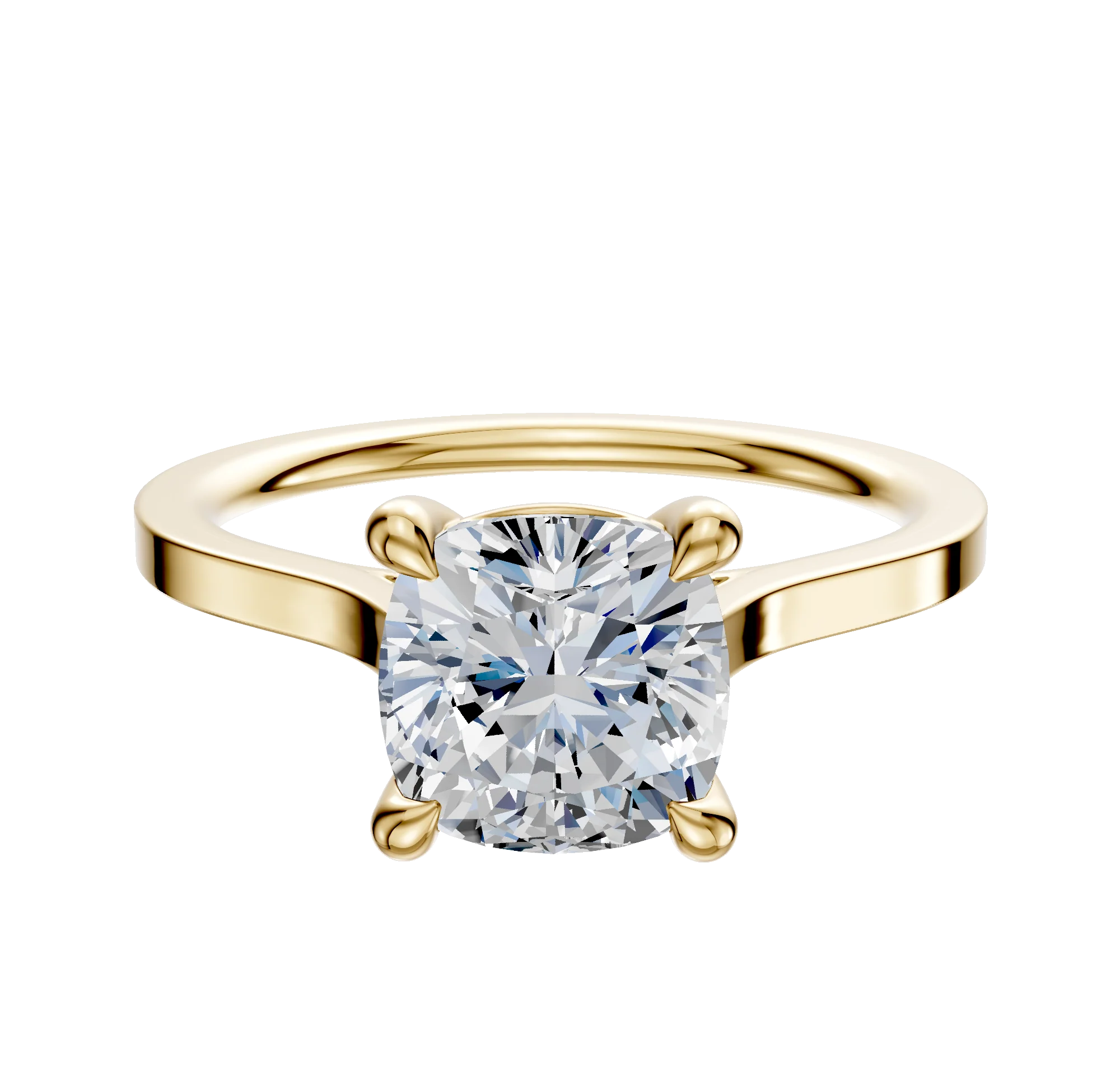 18K Yellow Gold 4 Prong Basket Cathedral Flat 1.5mm Engagement Ring