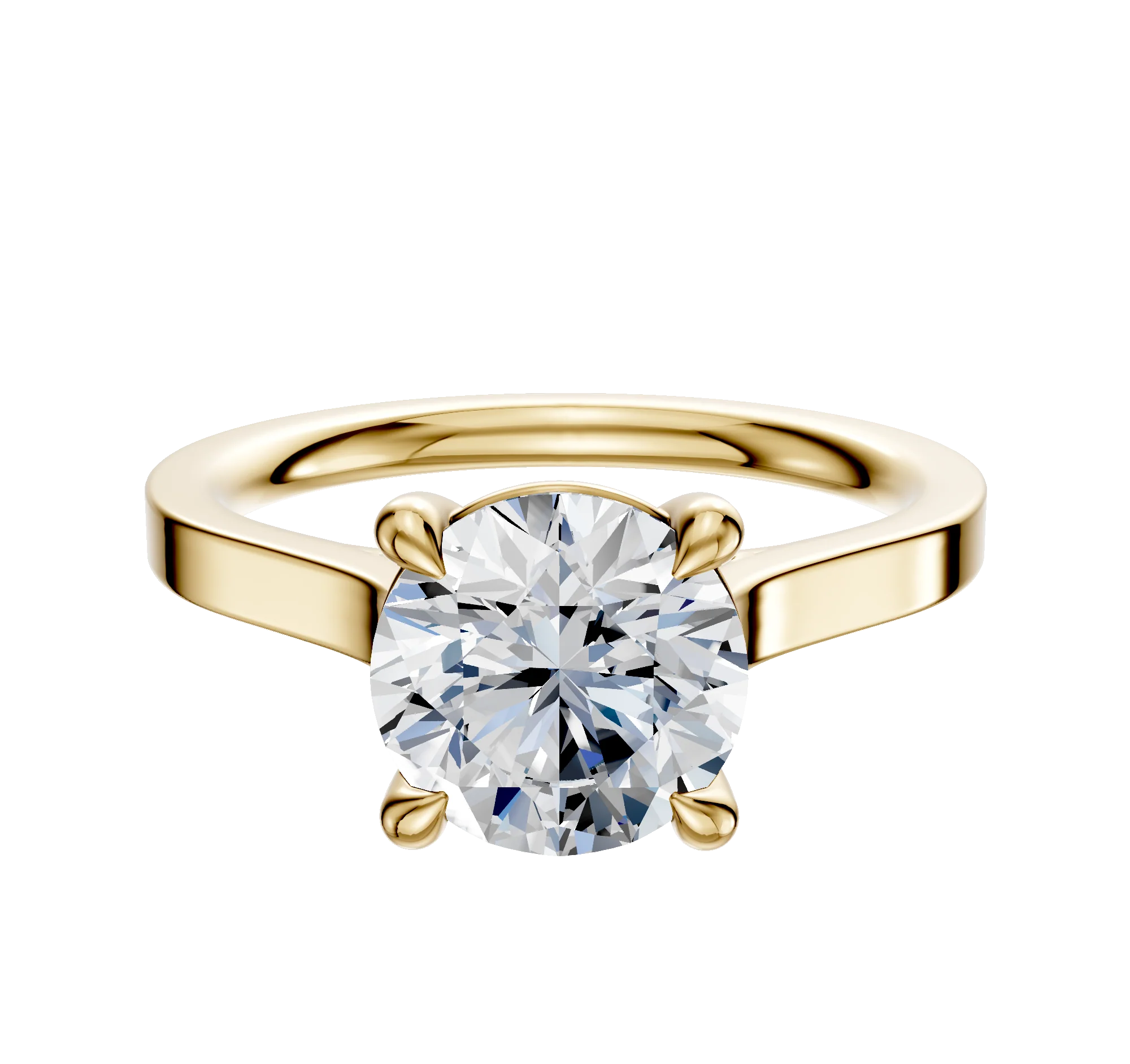 18K Yellow Gold 4 Prong Basket Cathedral Flat 2.0mm Engagement Ring